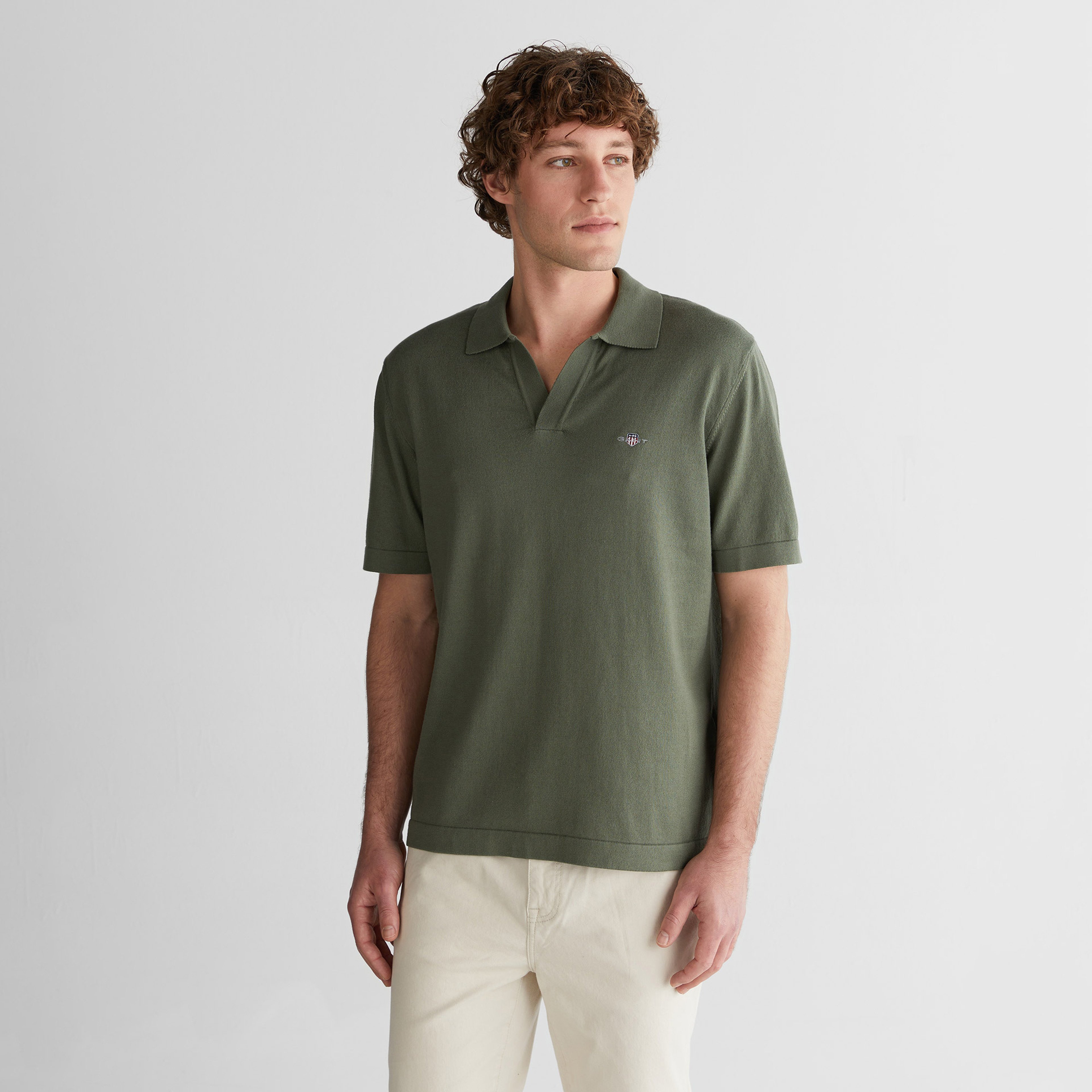 GANT Erkek Yeşil Regular Fit Polo Yaka Kısa Kollu Triko