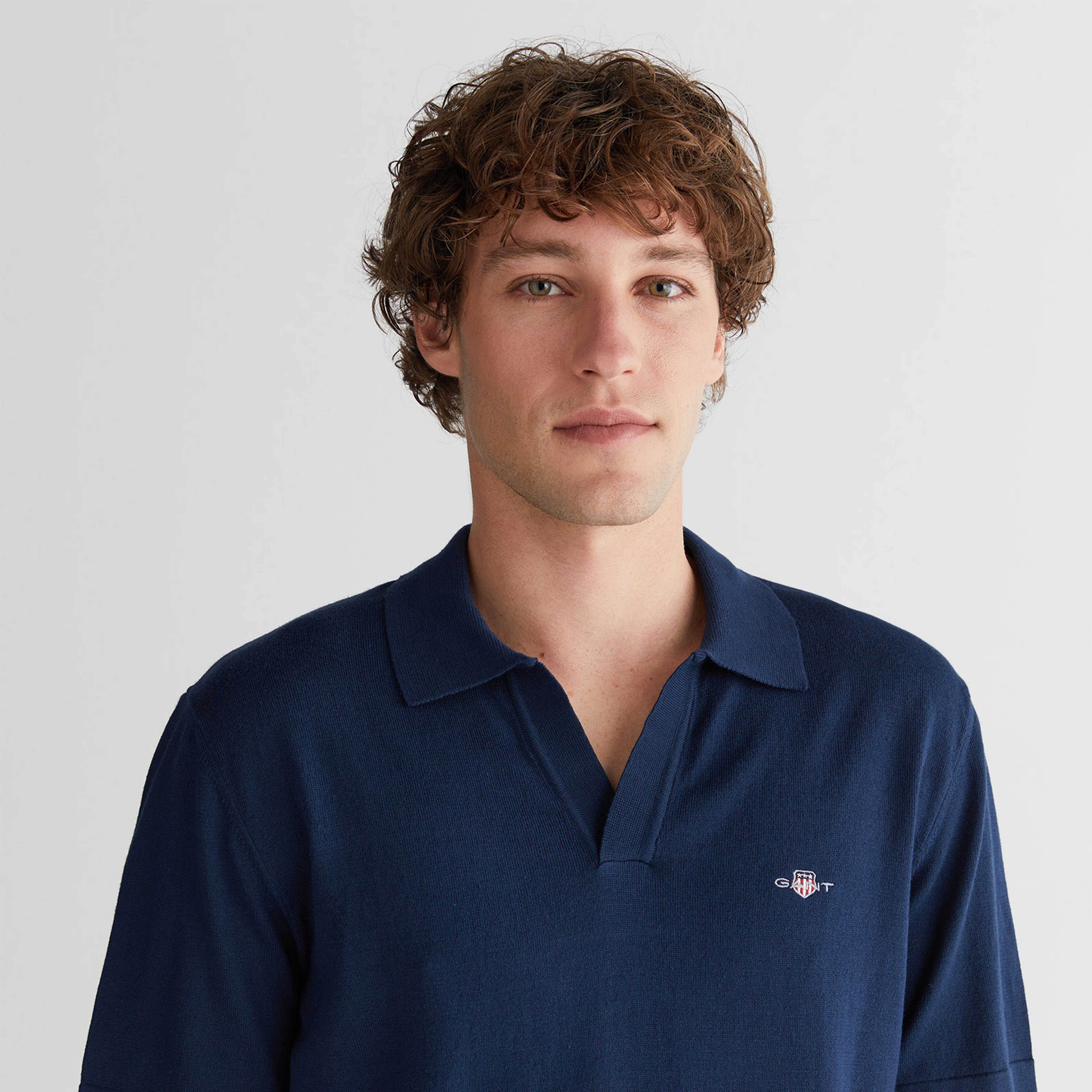 GANT Erkek Lacivert Regular Fit Polo Yaka Kısa Kollu Triko