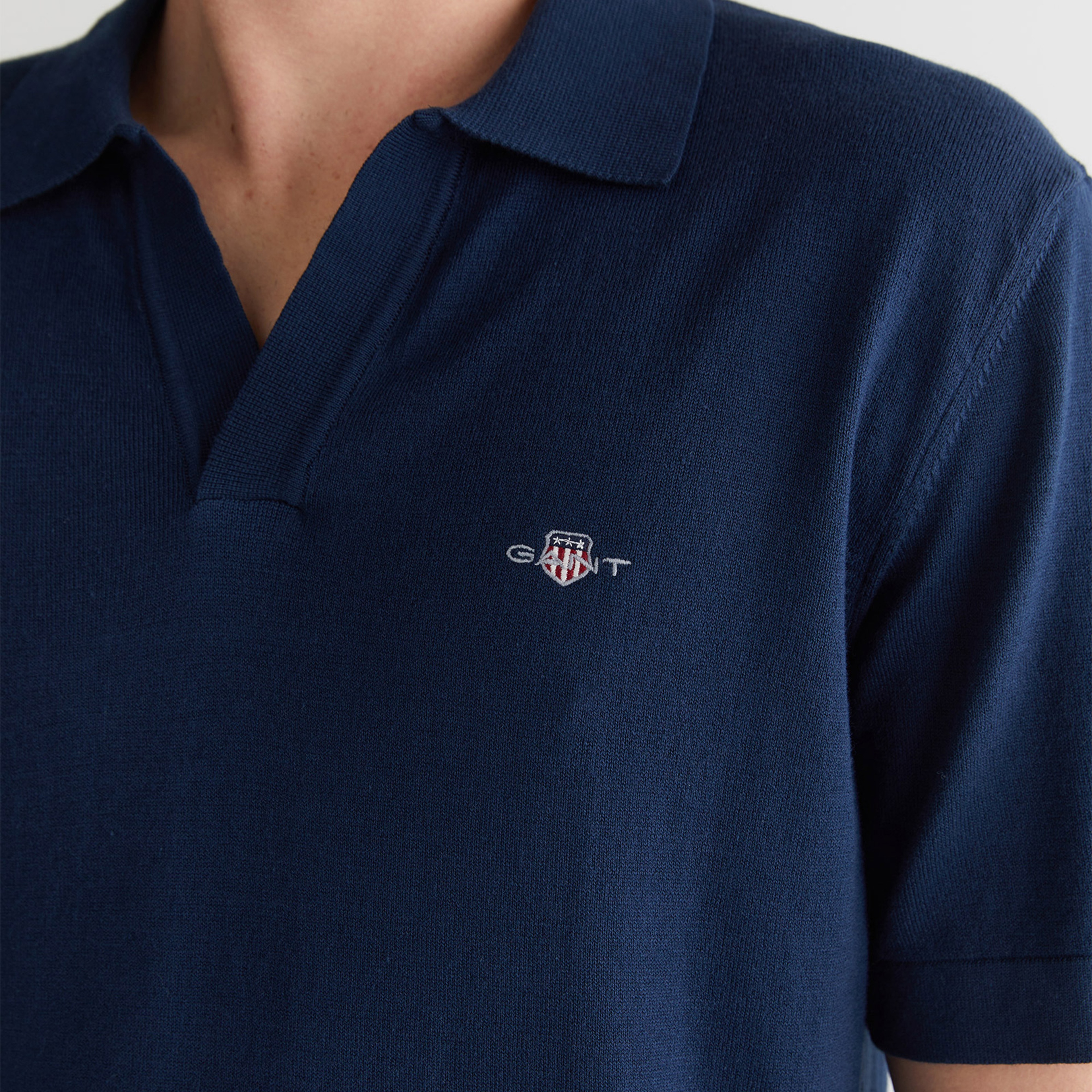 GANT Erkek Lacivert Regular Fit Polo Yaka Kısa Kollu Triko