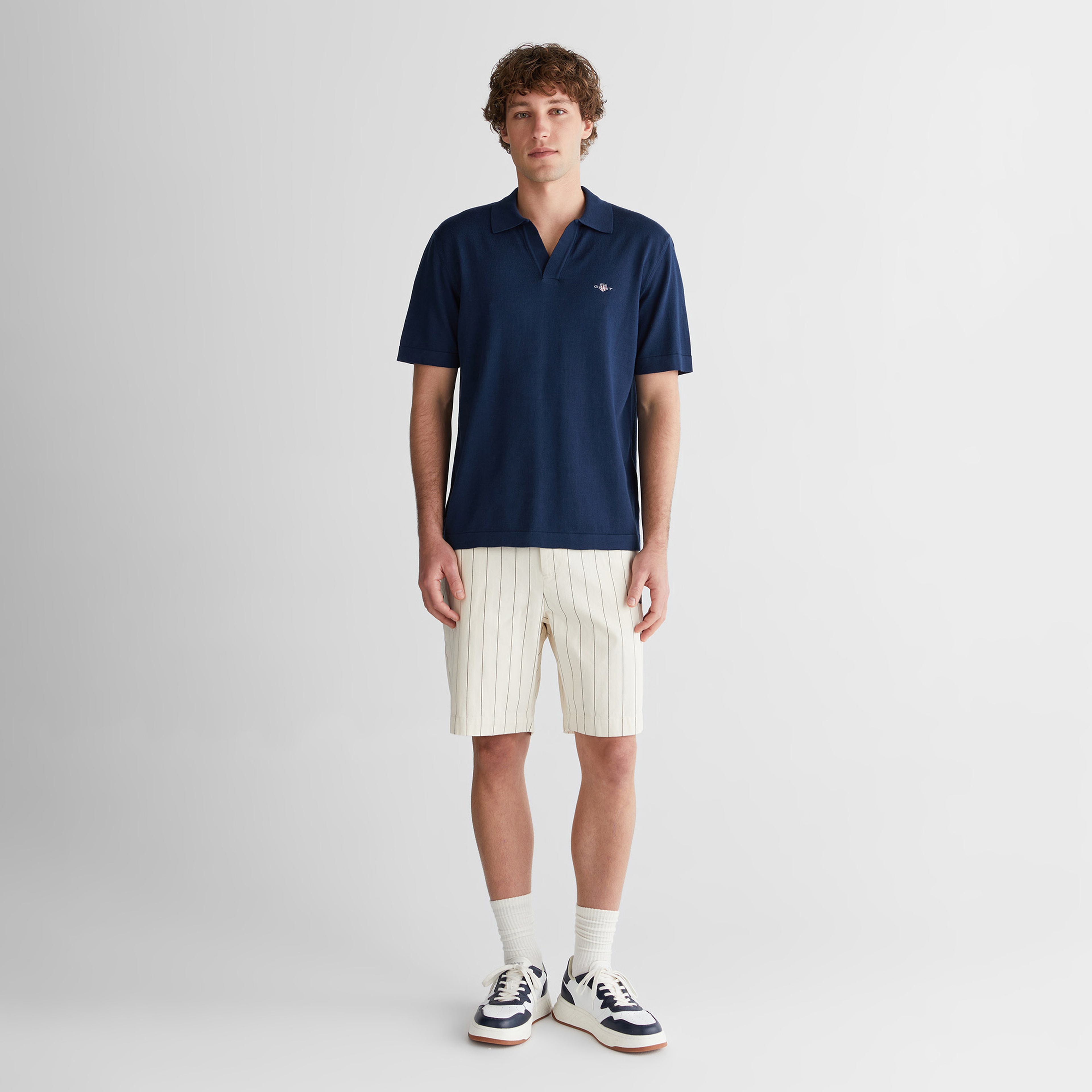 GANT Erkek Lacivert Regular Fit Polo Yaka Kısa Kollu Triko