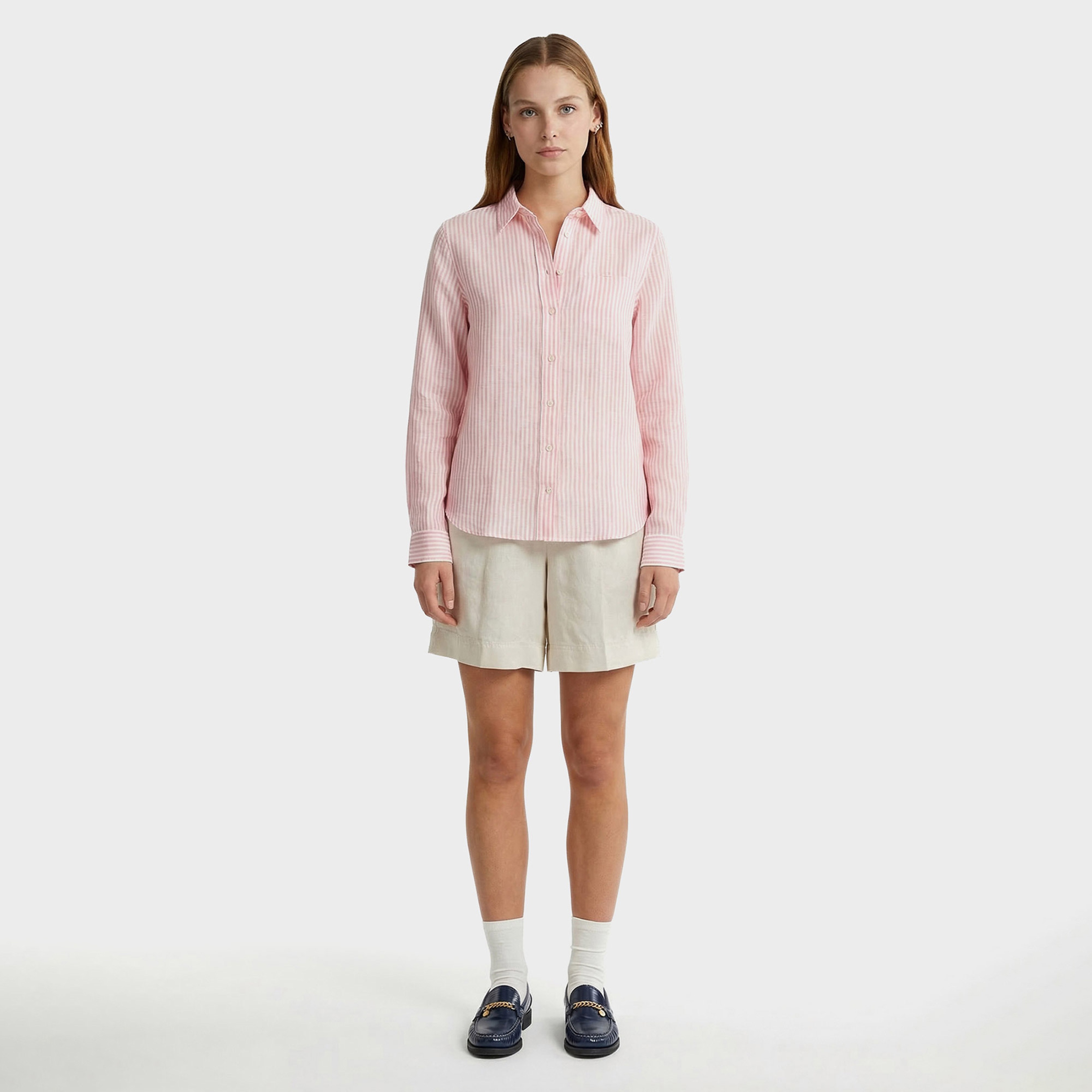 GANT Kadın Pembe Regular Fit Çizgili Gömlek