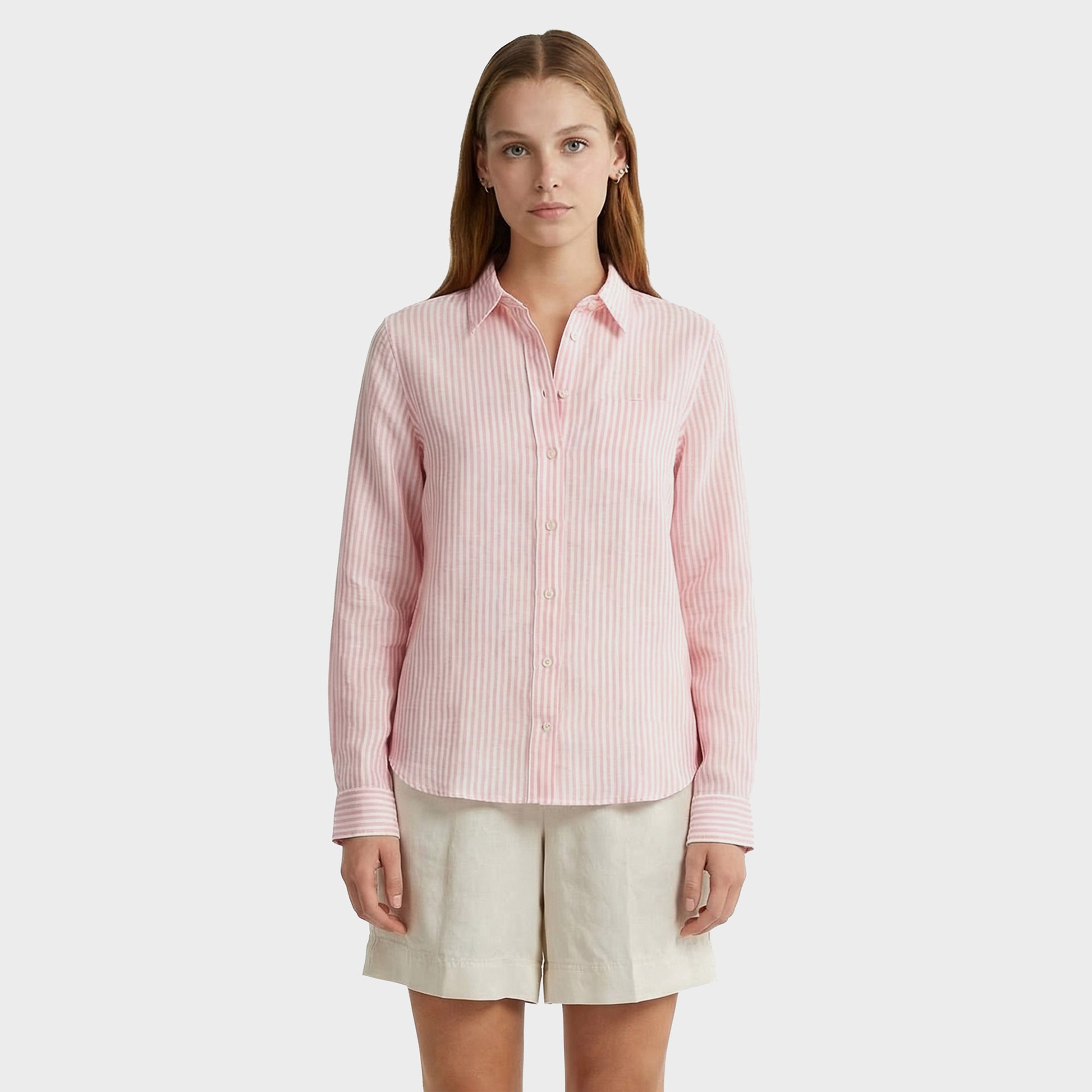 GANT Kadın Pembe Regular Fit Çizgili Gömlek