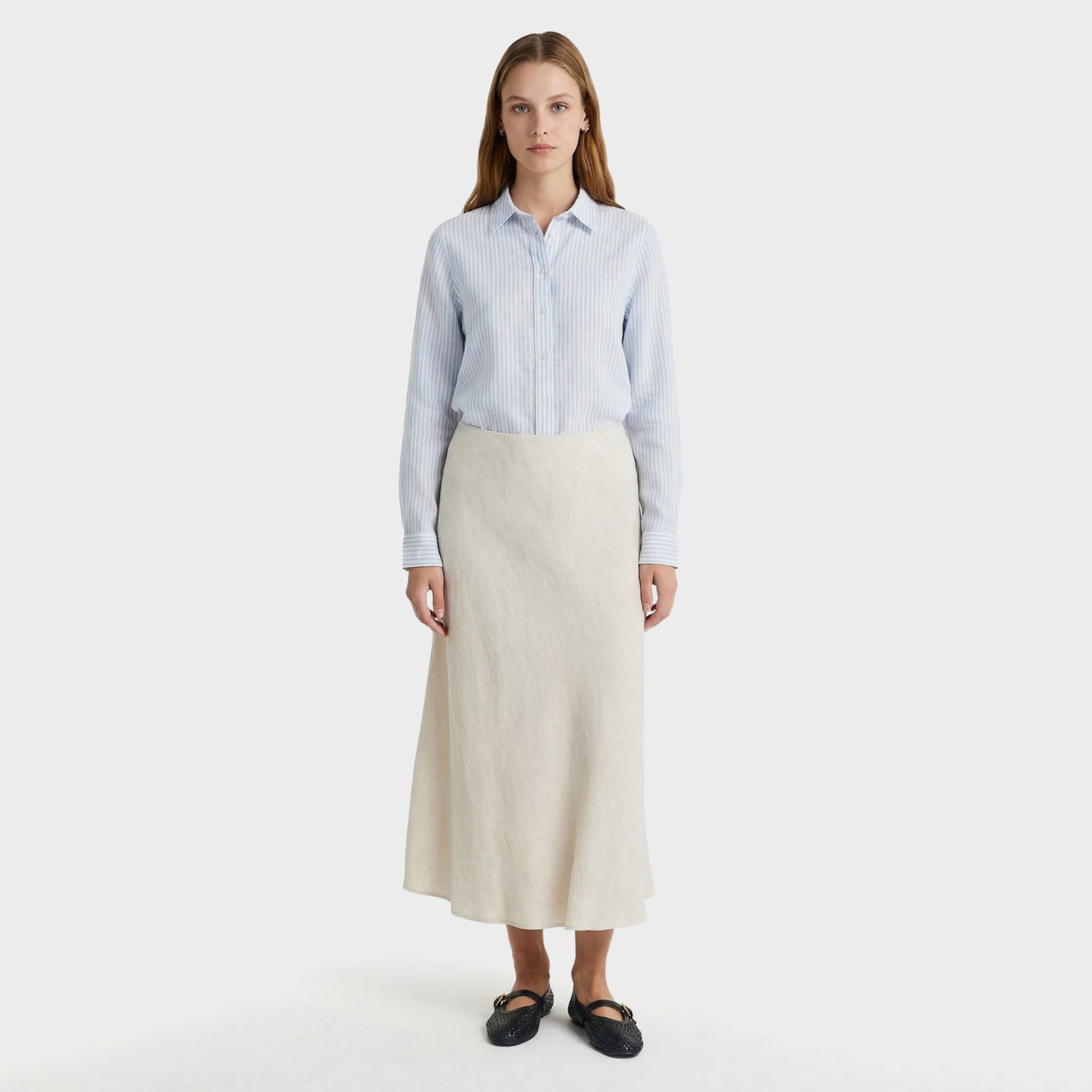 GANT Kadın Mavi Regular Fit Çizgili Gömlek