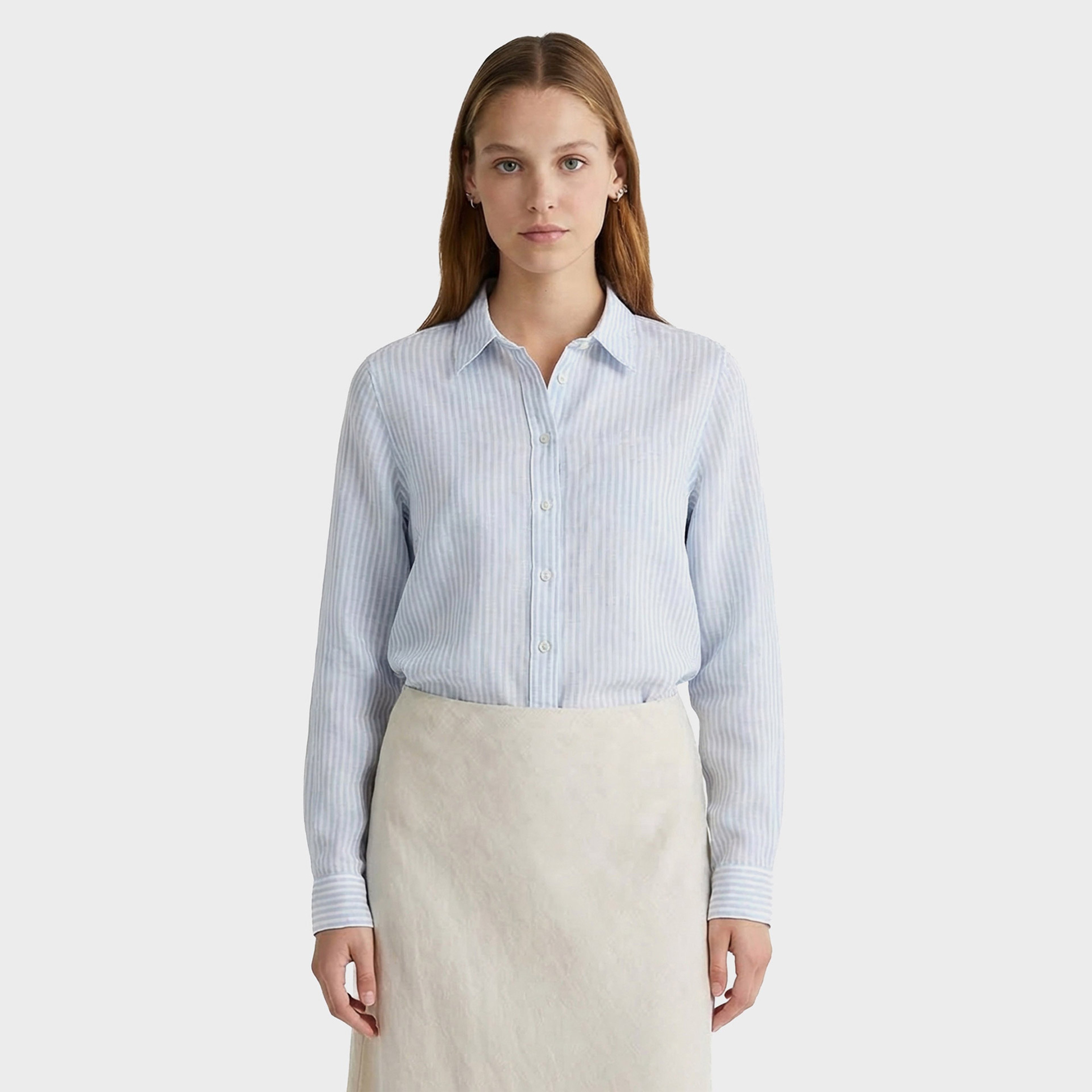 GANT Kadın Mavi Regular Fit Çizgili Gömlek
