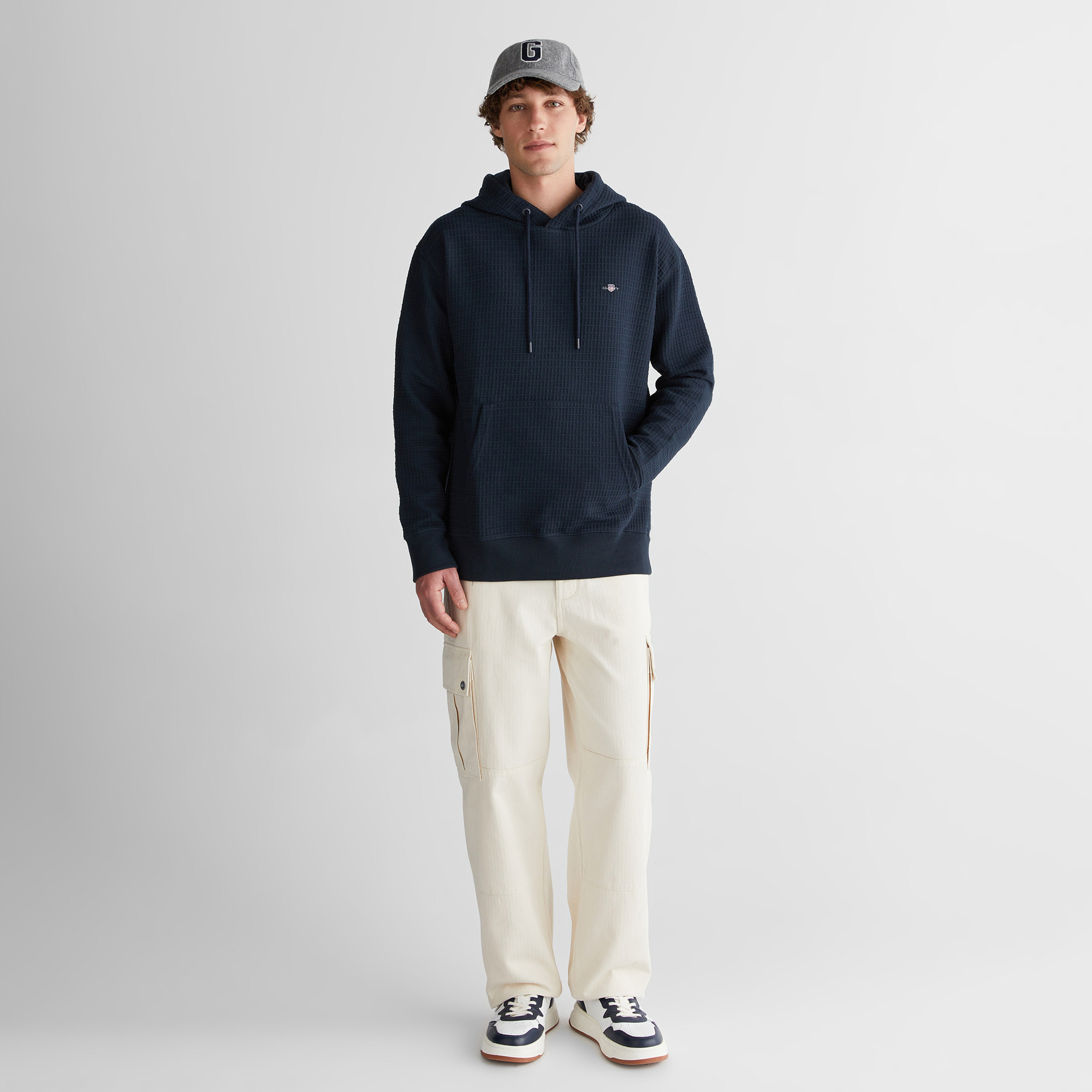 GANT Erkek Lacivert Regular Fit Kapüşonlu Sweatshirt