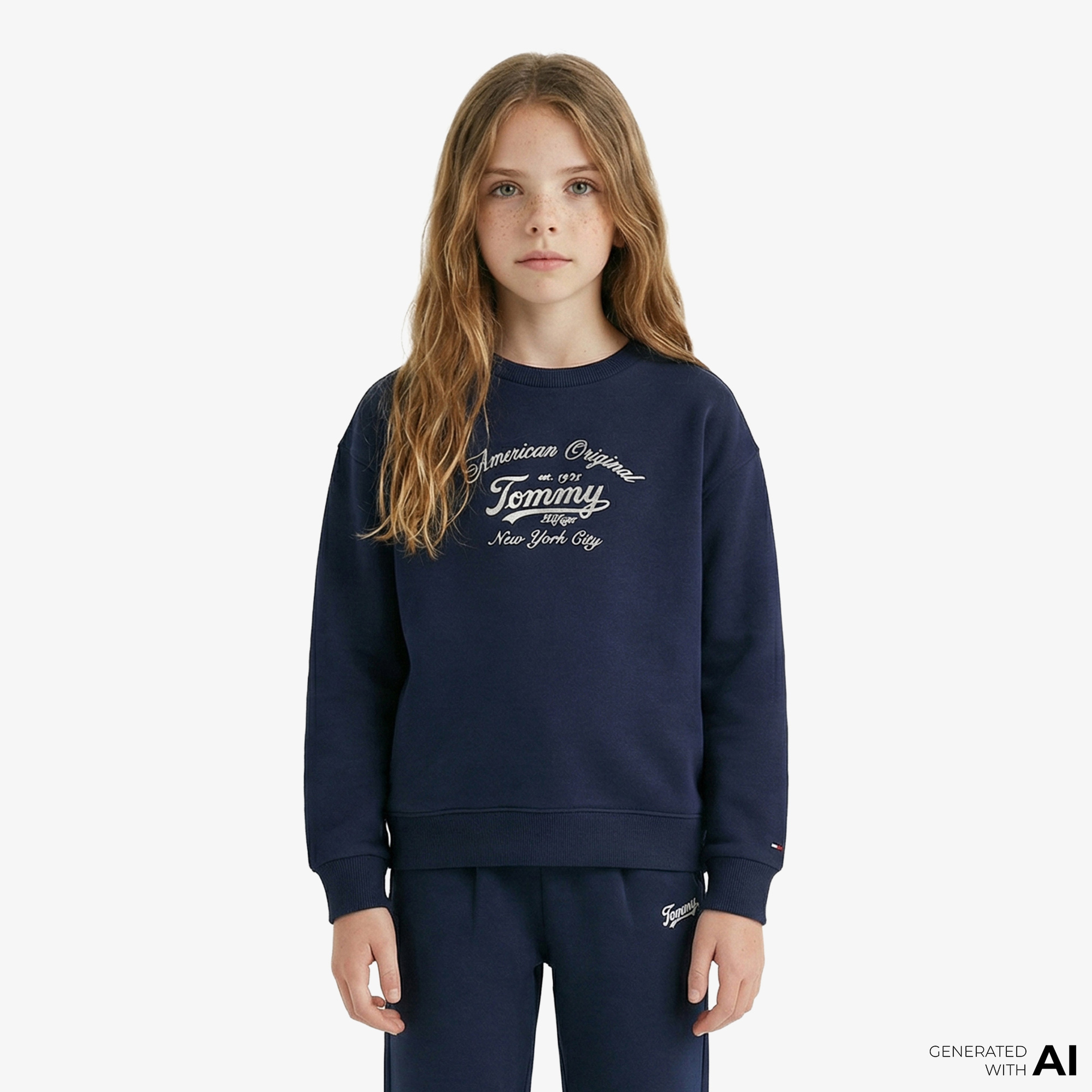 Tommy Hilfiger Script Çocuk Lacivert Sweatshirt