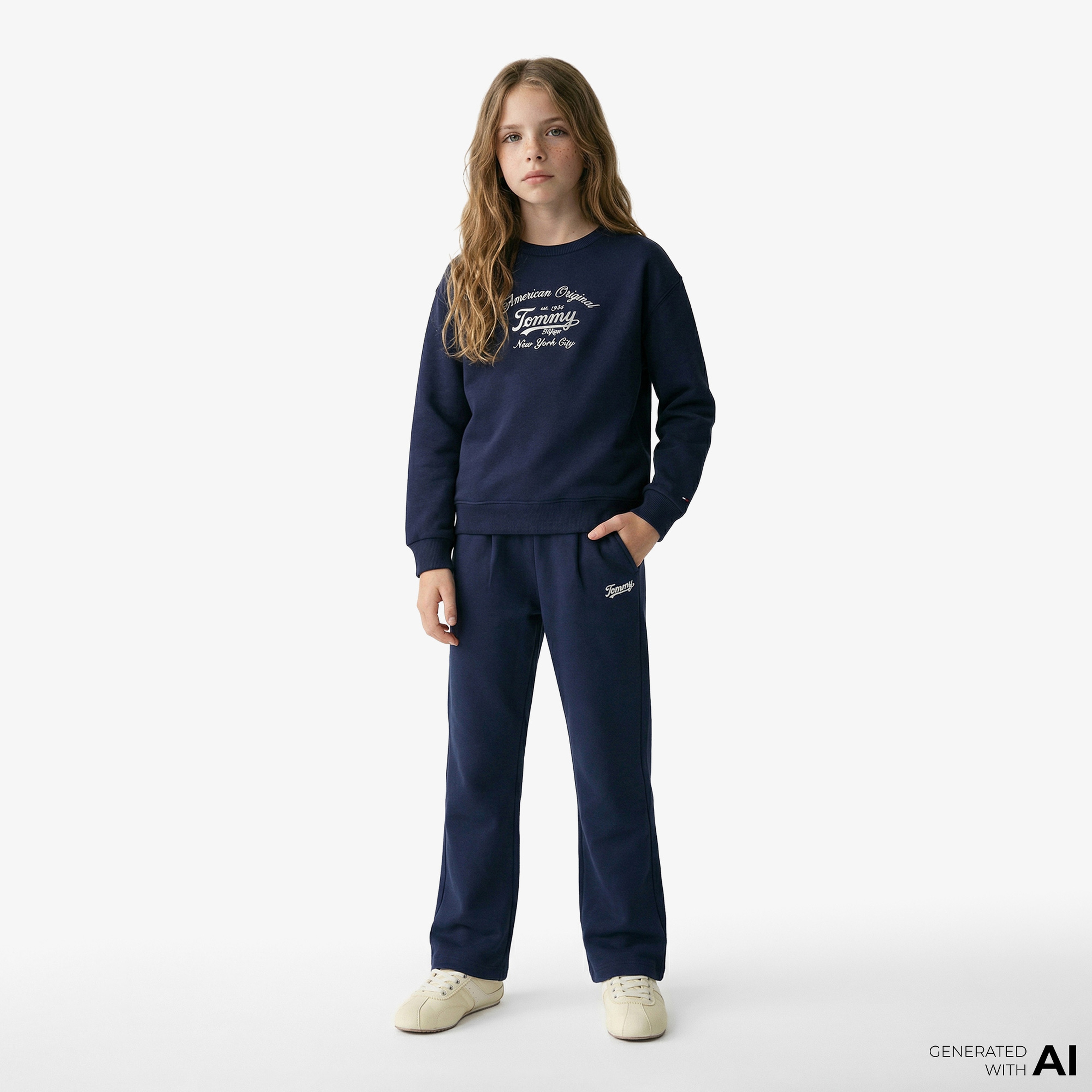 Tommy Hilfiger Script Çocuk Lacivert Sweatshirt