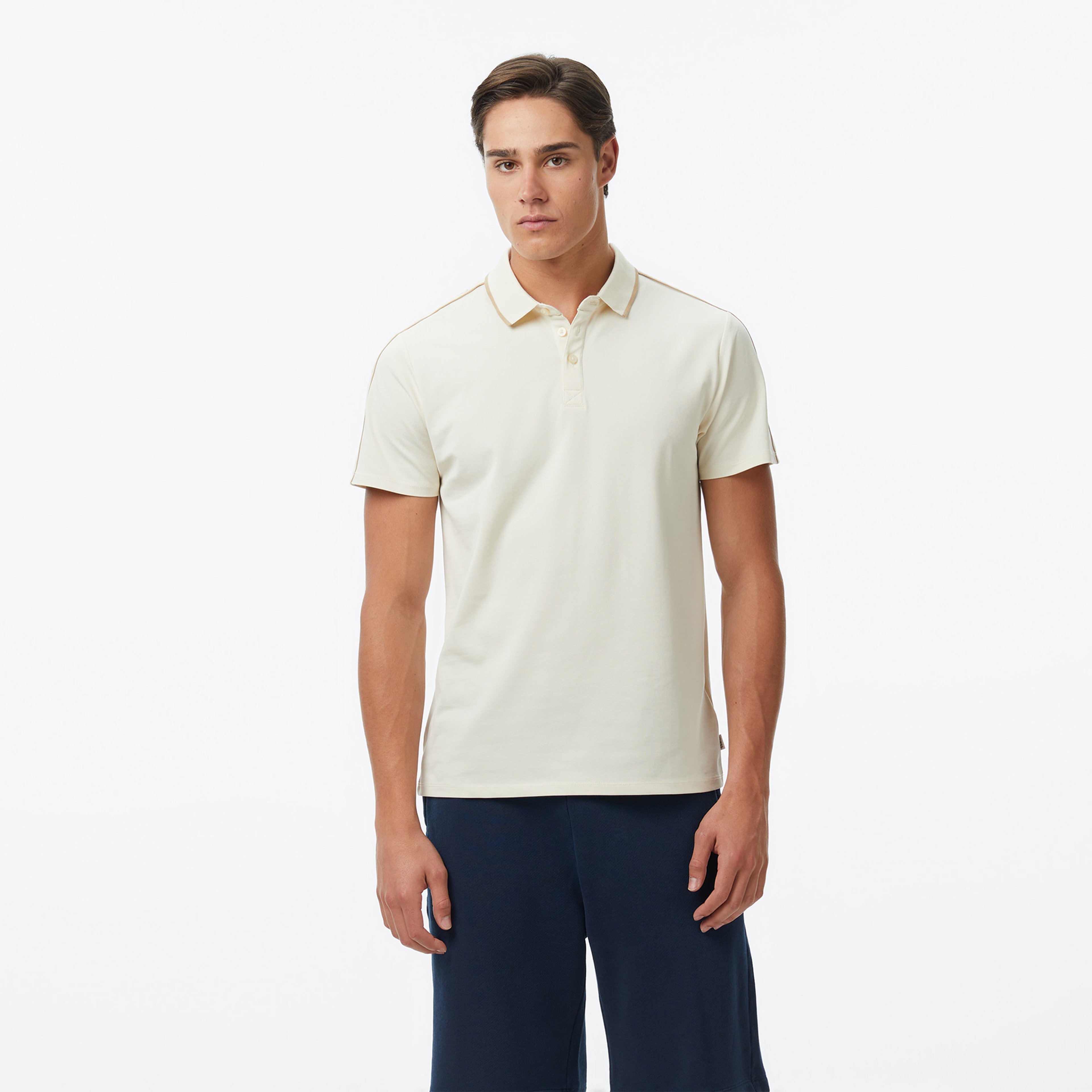 Guess Ss Guess Quattro G T  Erkek Bej Polo T-Shirt