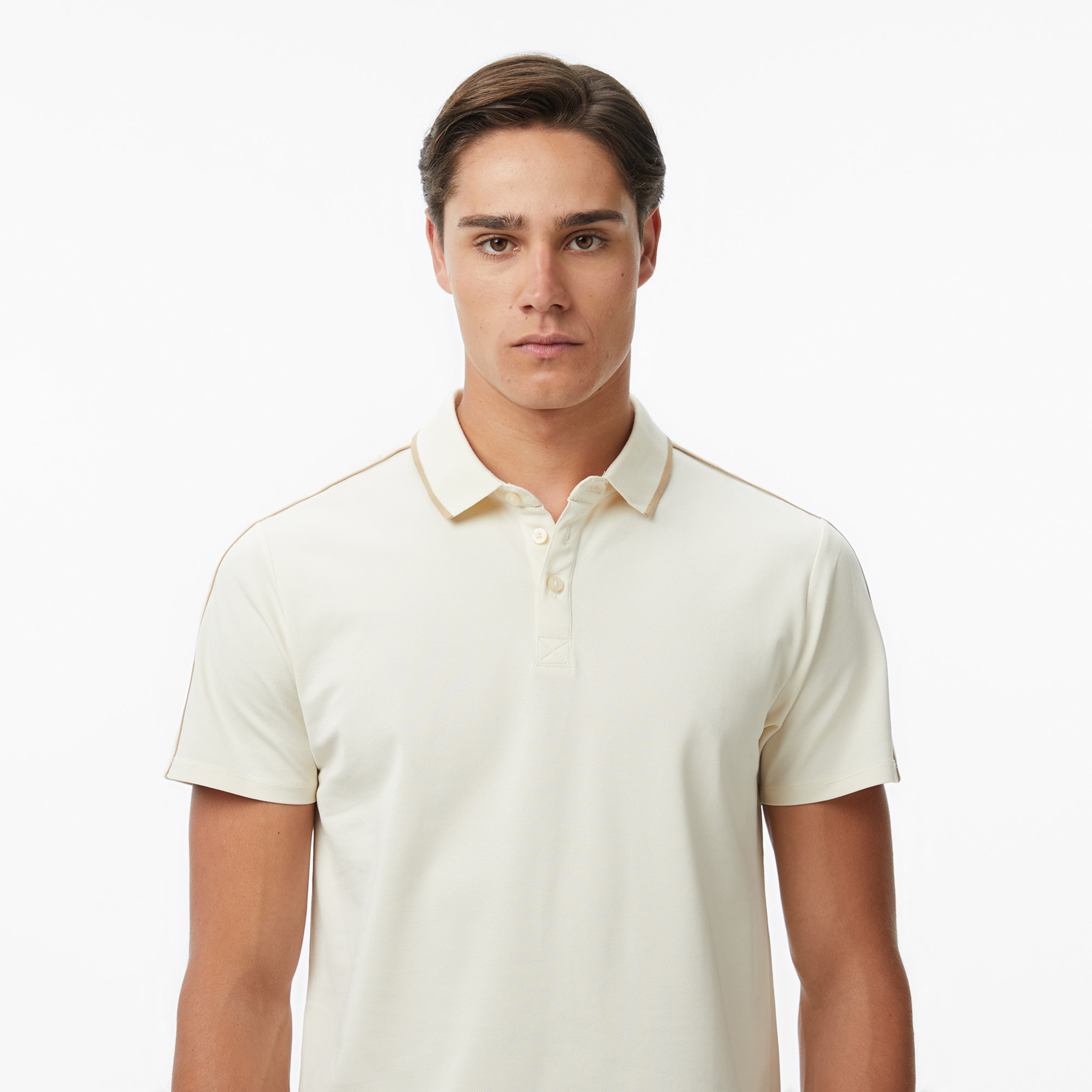 Guess Ss Guess Quattro G T  Erkek Bej Polo T-Shirt