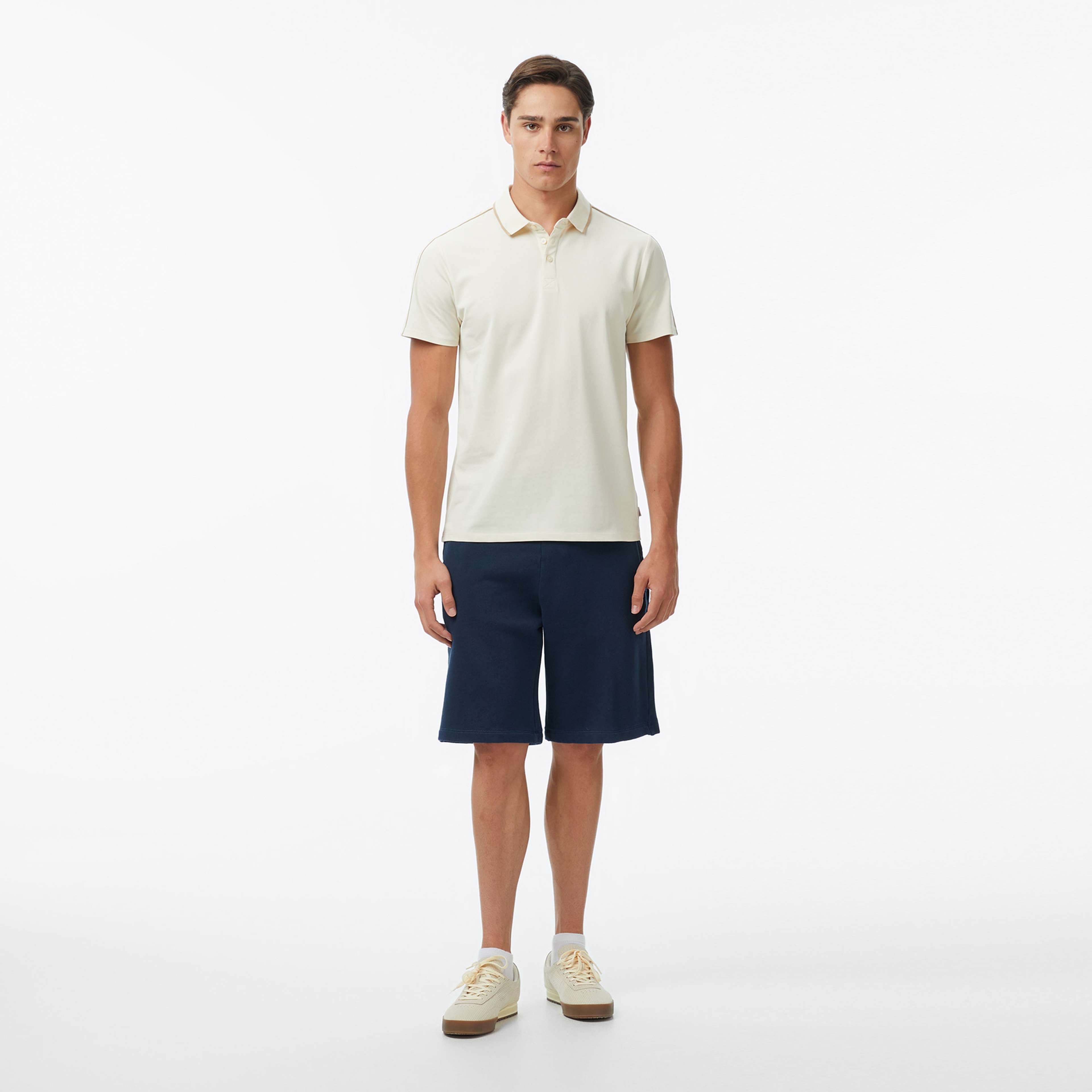 Guess Ss Guess Quattro G T  Erkek Bej Polo T-Shirt