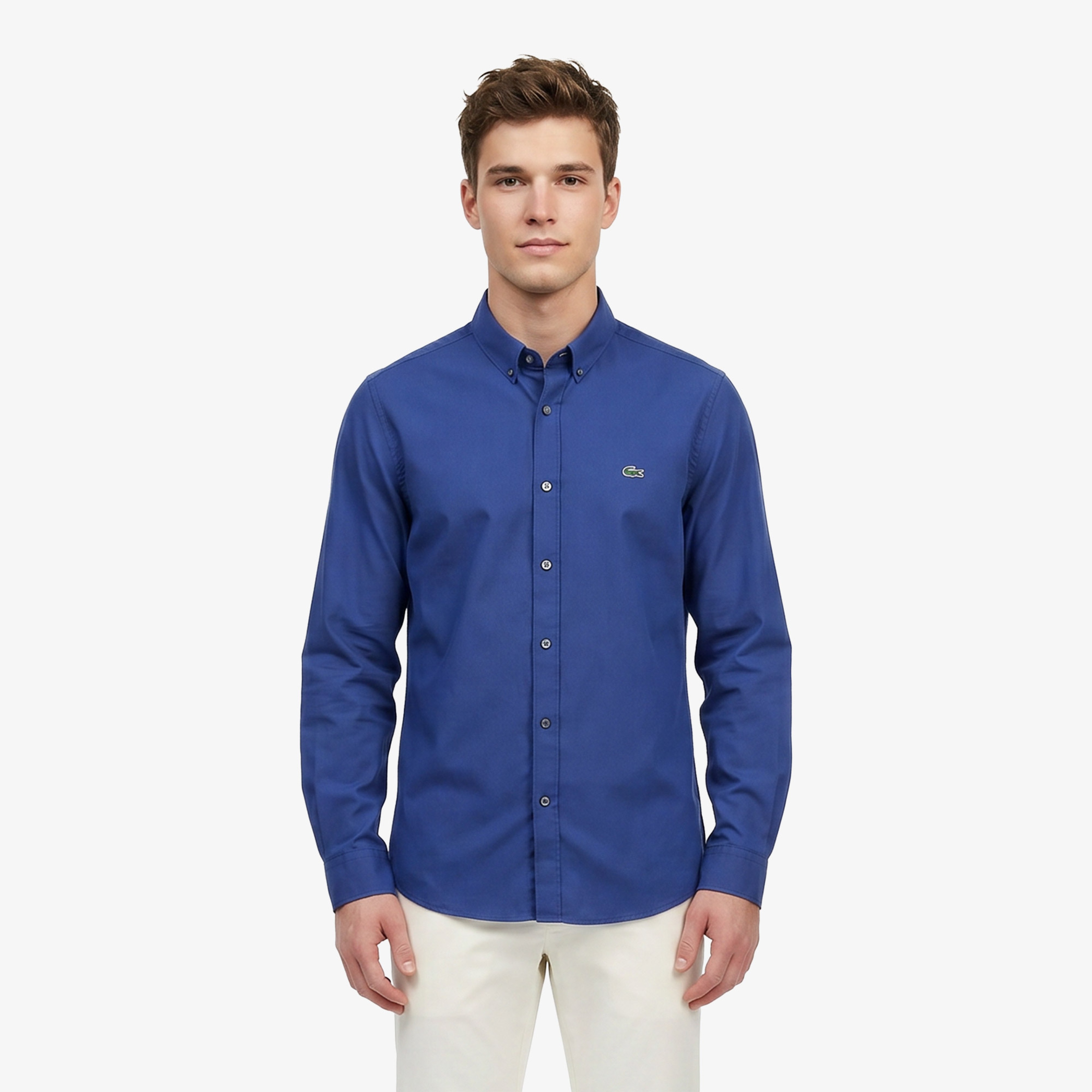 Men's Blue Slim Fit shirt with button collar