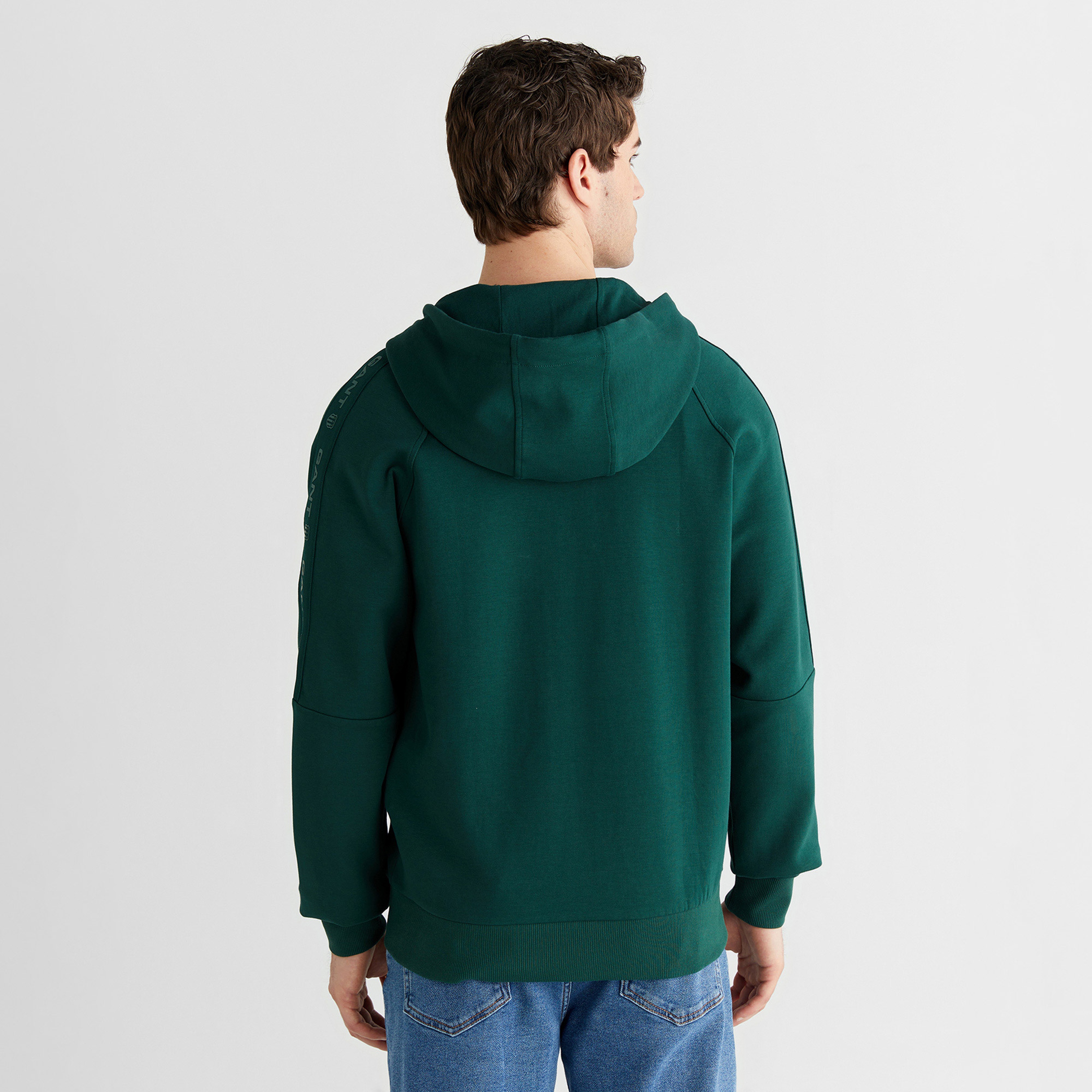 GANT Erkek Yeşil Fermuarlı Kapüşonlu Sweatshirt