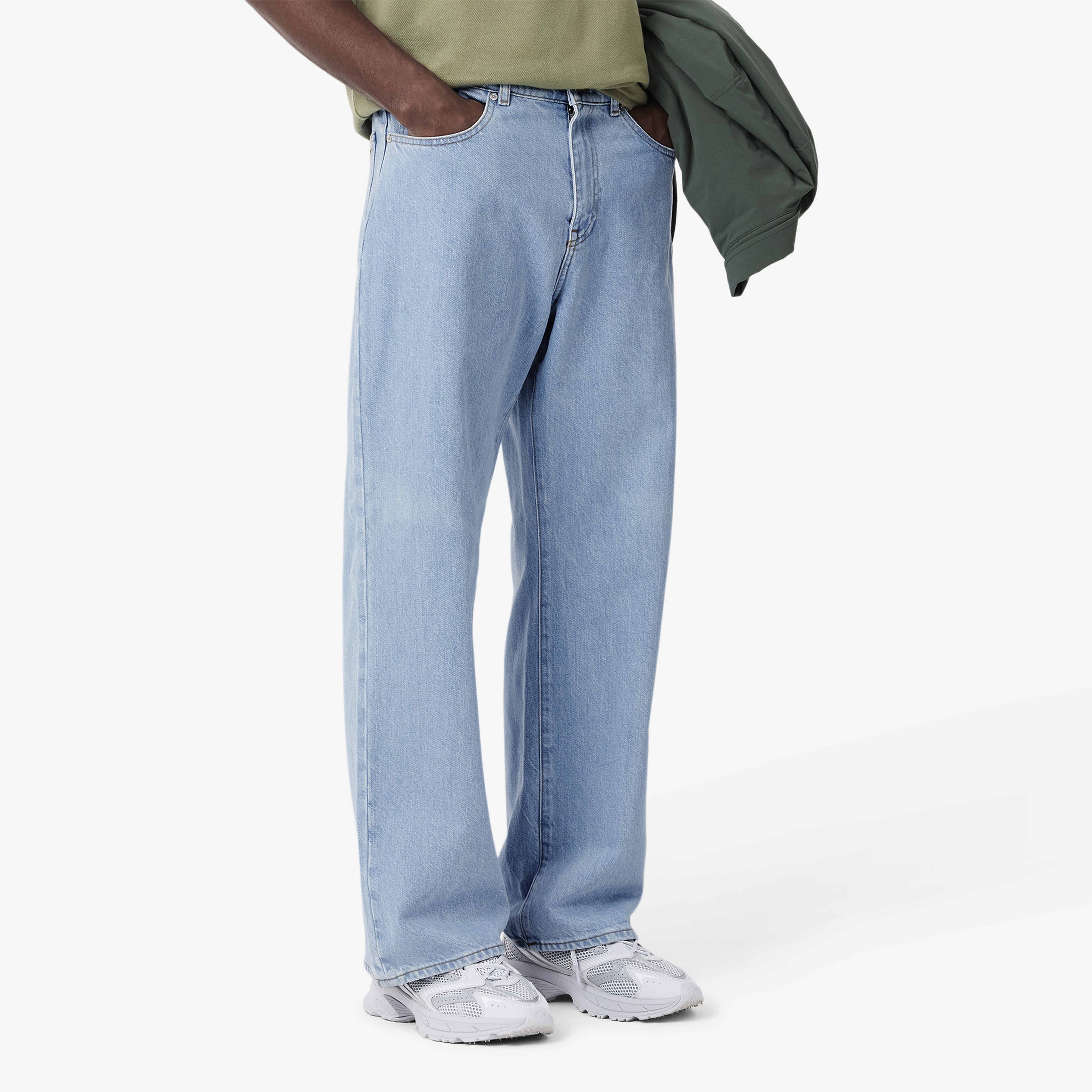Erkek Loose Fit Denim Açık Mavi Pantolon