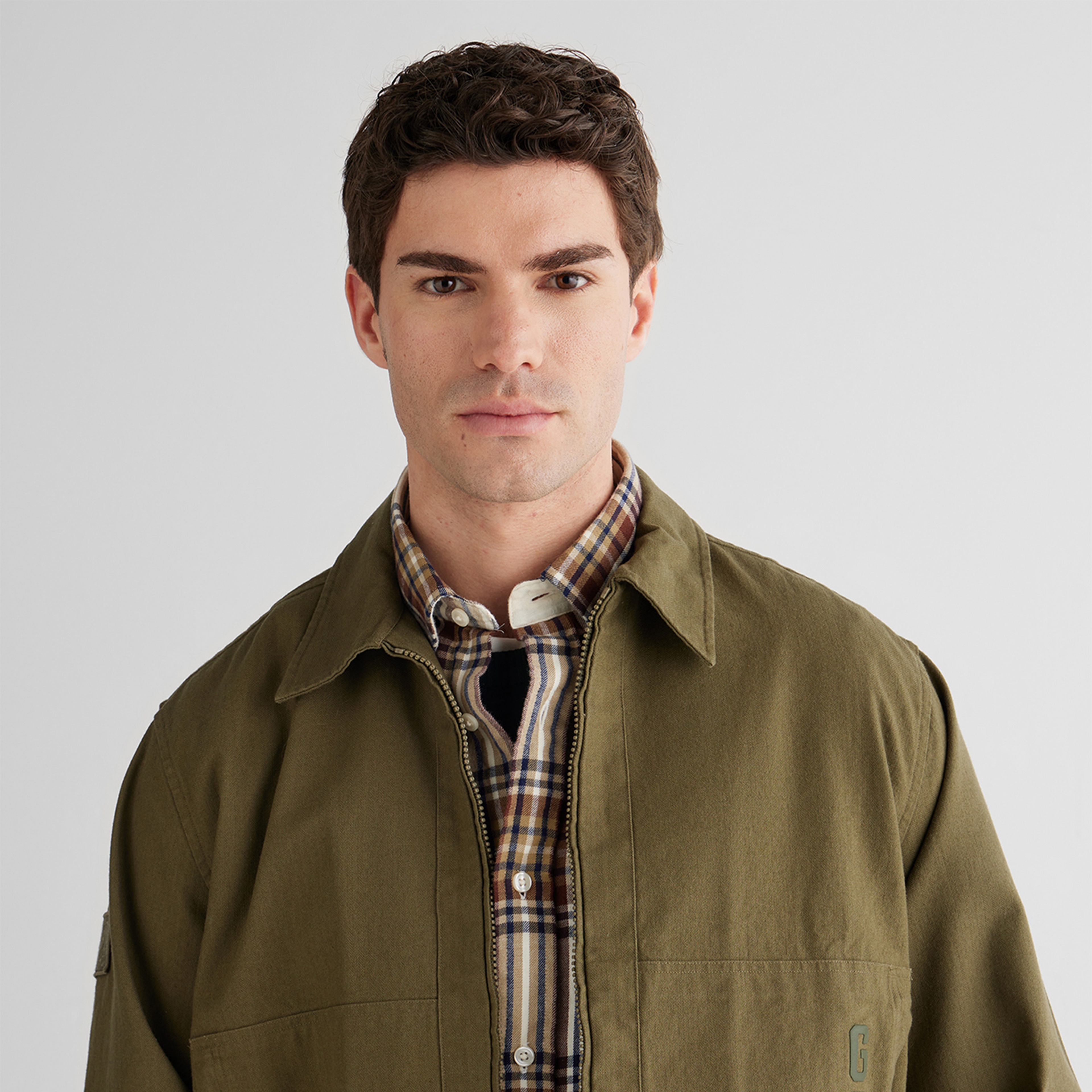 GANT Erkek Yeşil Oversize Fit Fermuarlı Logolu Gömlek