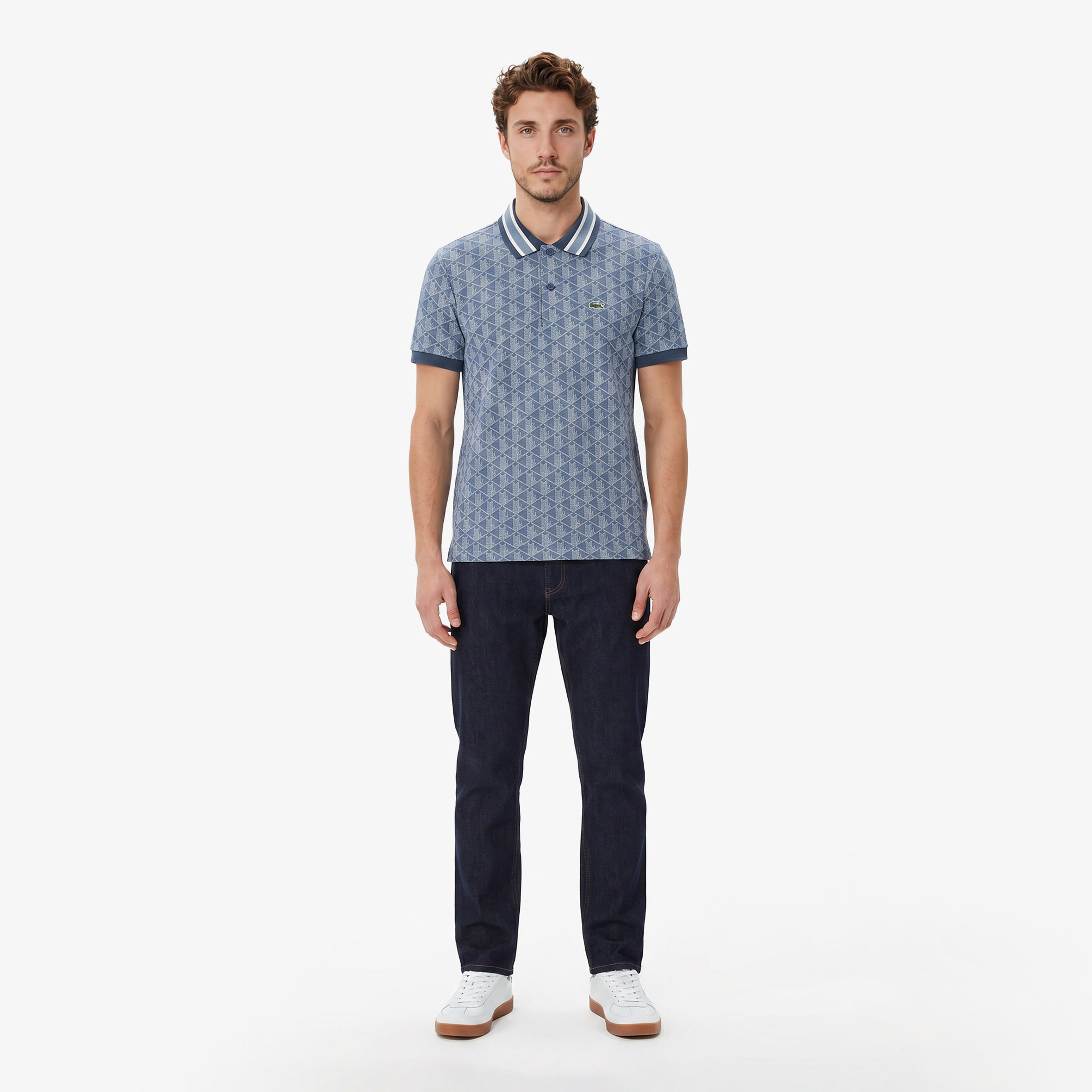Lacoste Erkek Classic Fit Monogram Mavi Polo