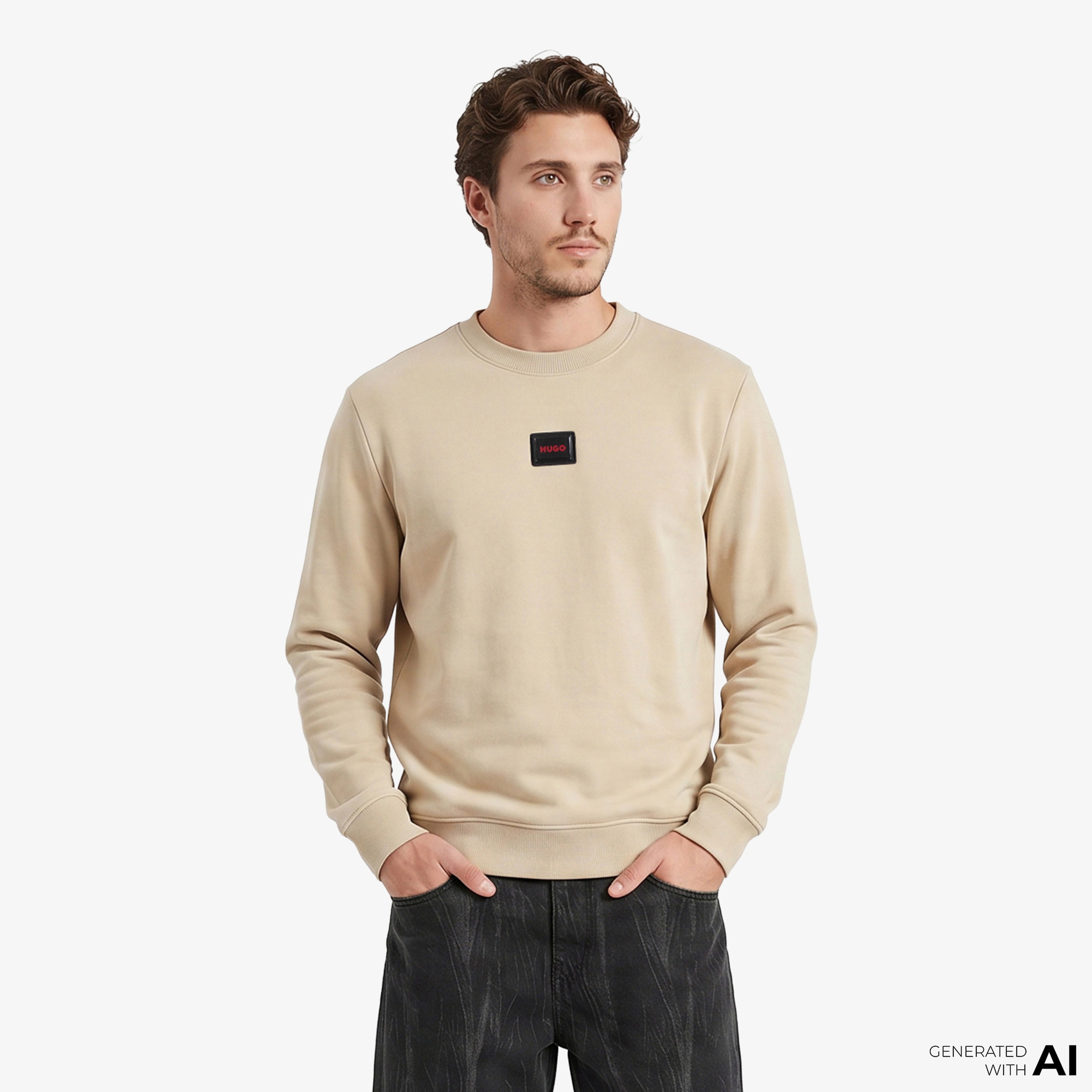 Hugo Erkek Bej Sweatshirt