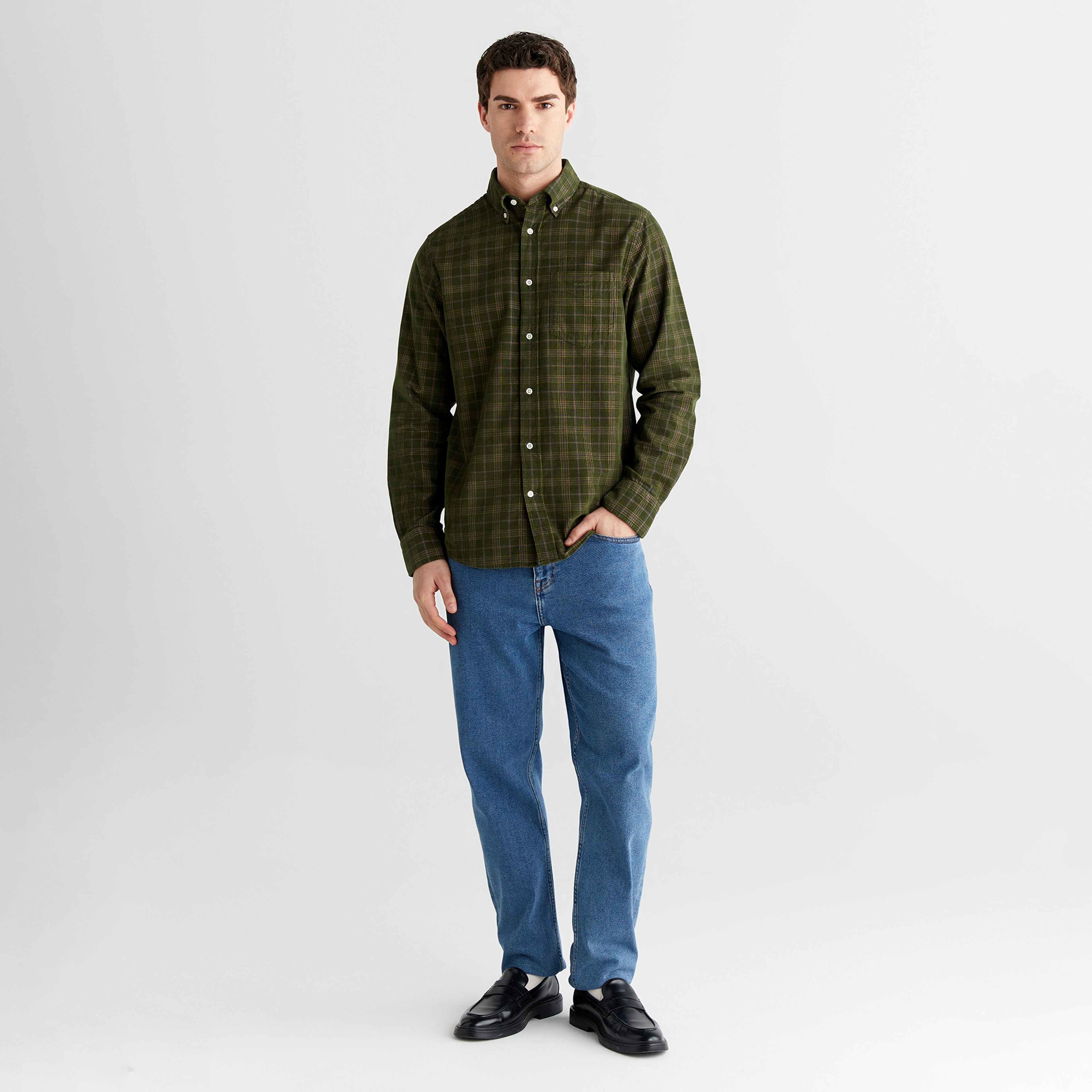 GANT Erkek Yeşil Regular Fit Düğmeli Gömlek