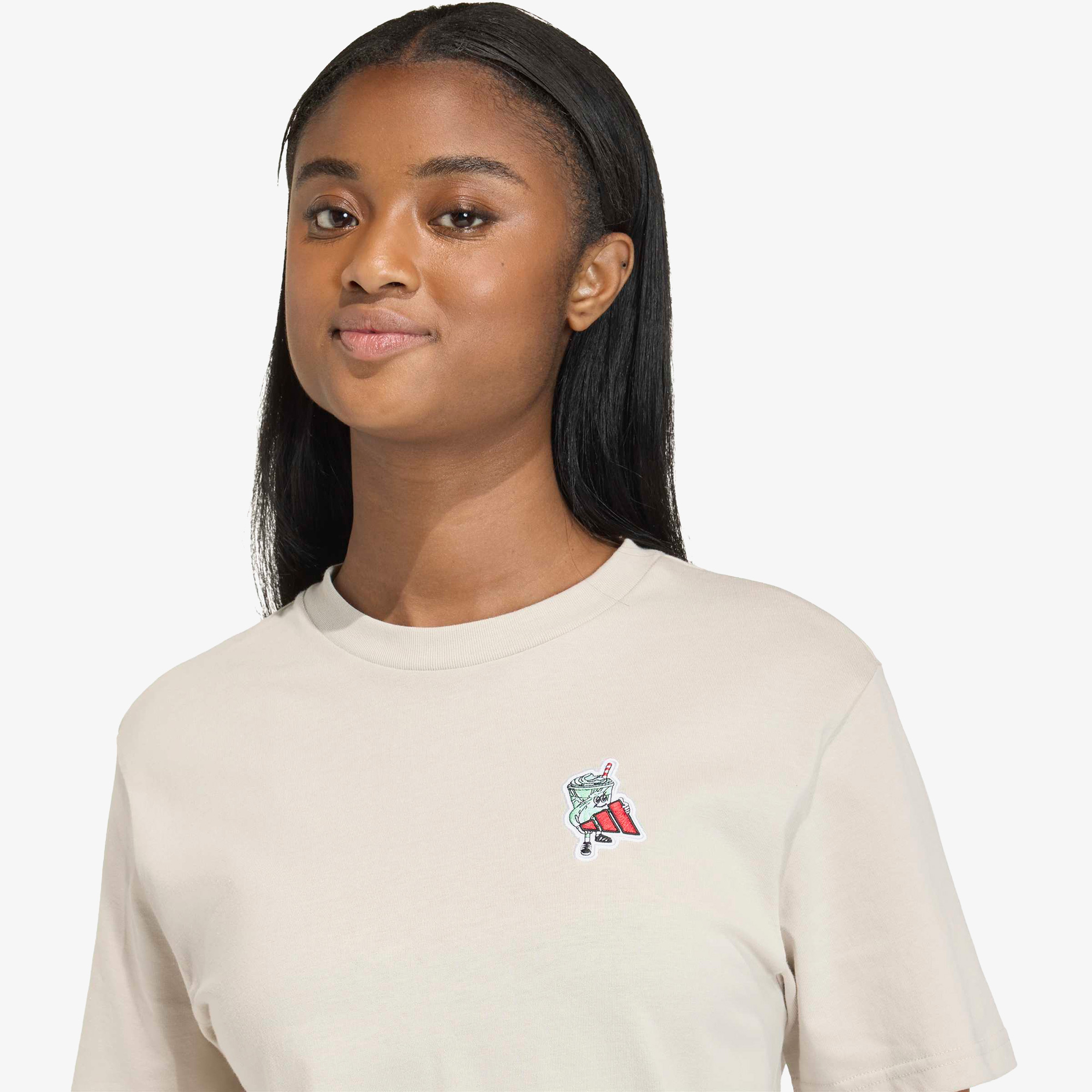 adidas Food Graphic Kadın Bej T-Shirt