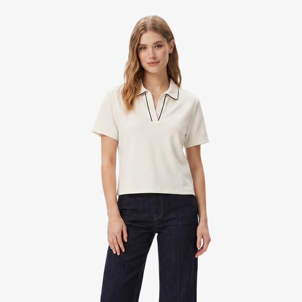 Nautica Kadın Krem Regular Fit Polo Yaka T-Shirt