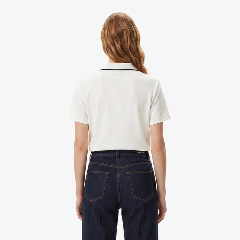 Nautica Kadın Krem Regular Fit Polo Yaka T-Shirt
