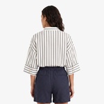Nautica Kadın Beyaz Regular Fit Kısa Kollu Çizgili Gömlek