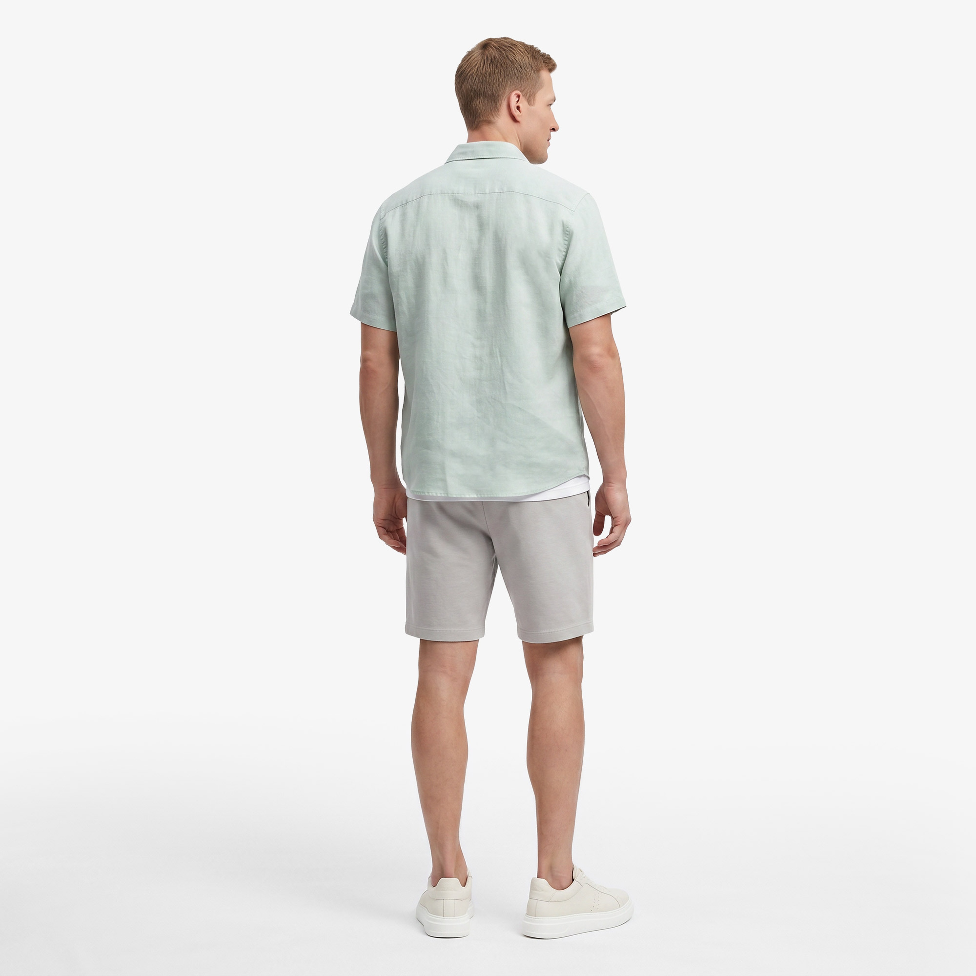 Nautica Erkek Yeşil Regular Fit Kısa Kollu Keten Gömlek