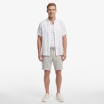 Nautica Erkek Beyaz Regular Fit Kısa Kollu Keten Gömlek