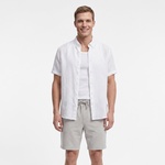 Nautica Erkek Beyaz Regular Fit Kısa Kollu Keten Gömlek
