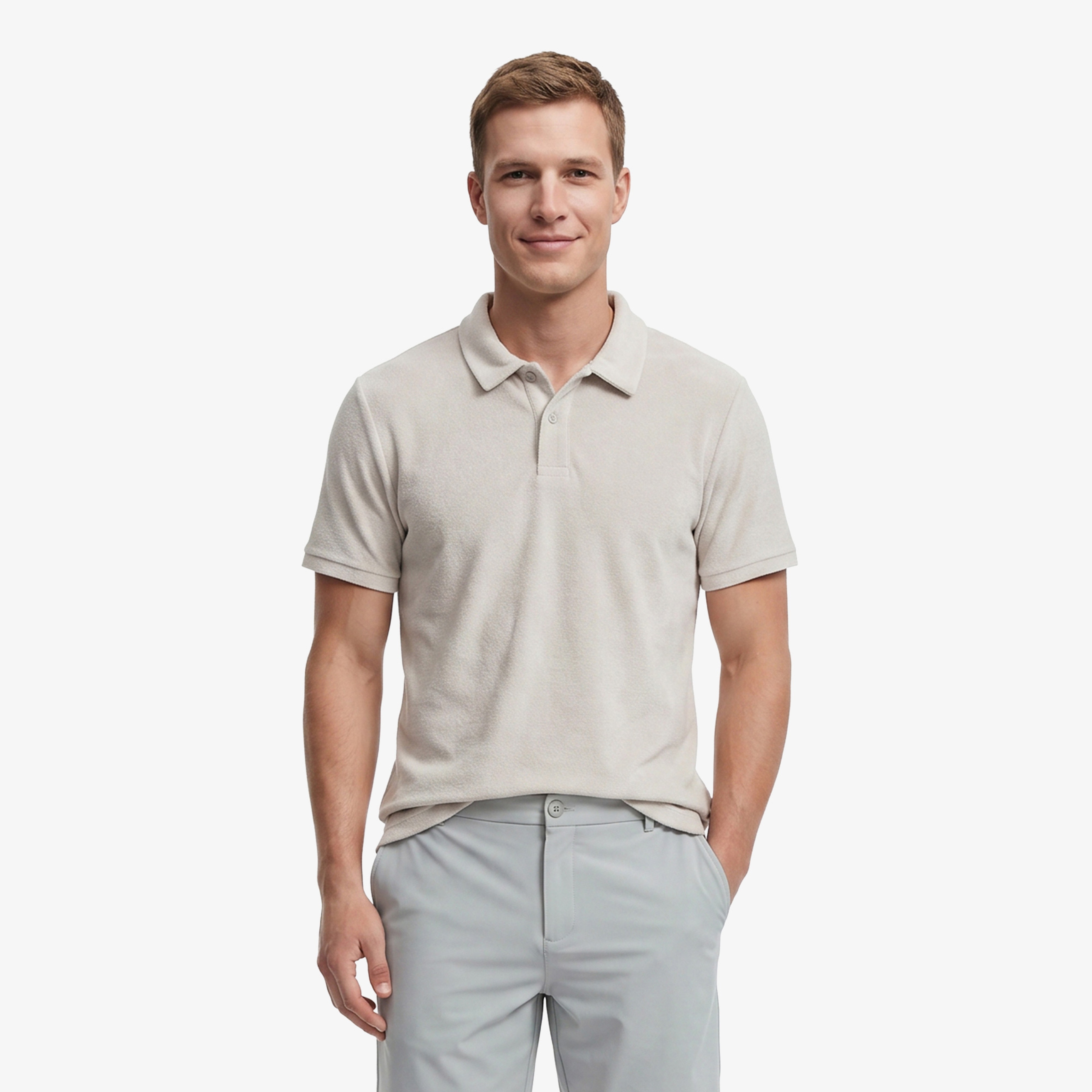 Nautica Erkek Gri Regular Fit Havlu Polo Yaka T-Shirt