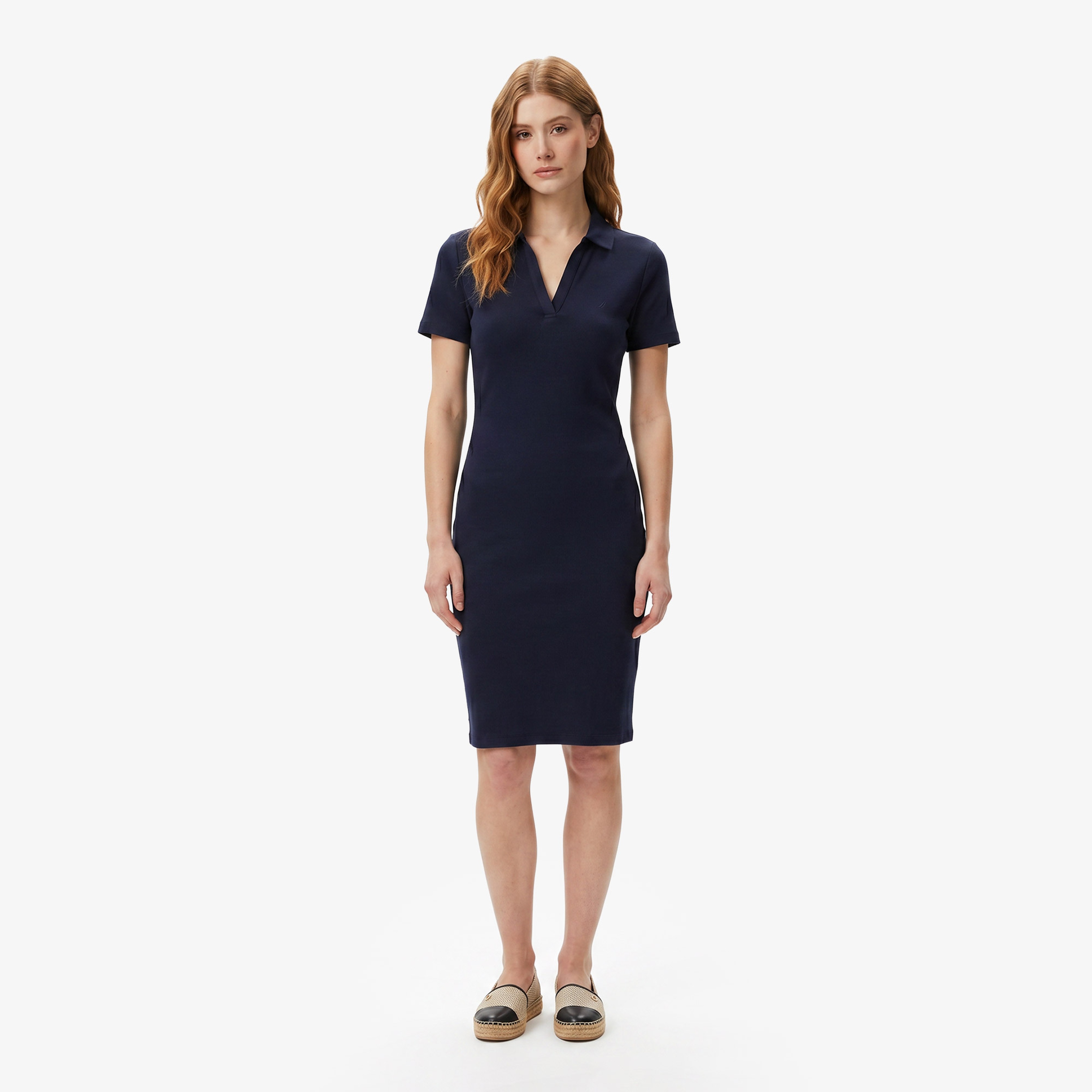 Nautica Kadın Lacivert Slim Fit Kısa Kollu Elbise