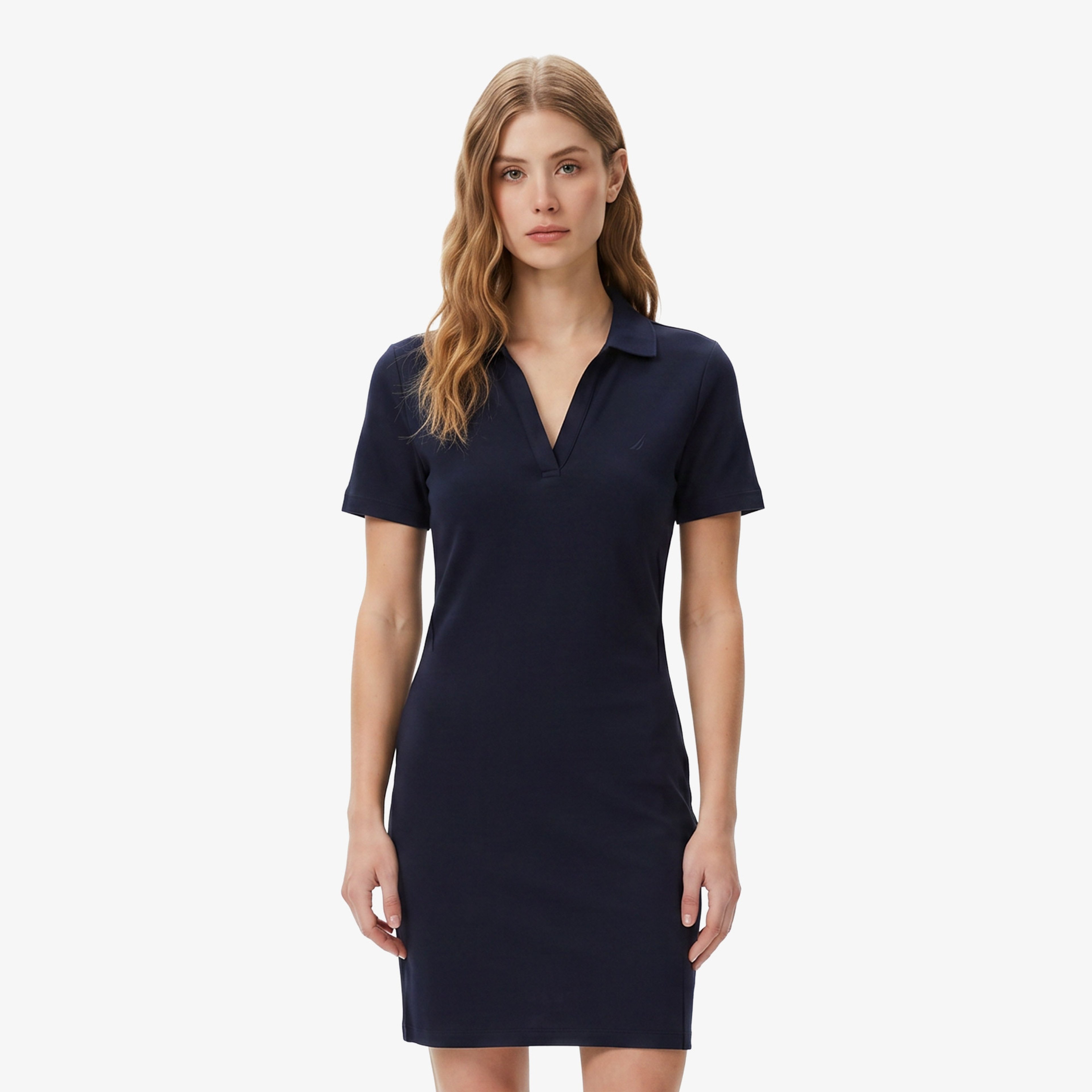 Nautica Kadın Lacivert Slim Fit Kısa Kollu Elbise