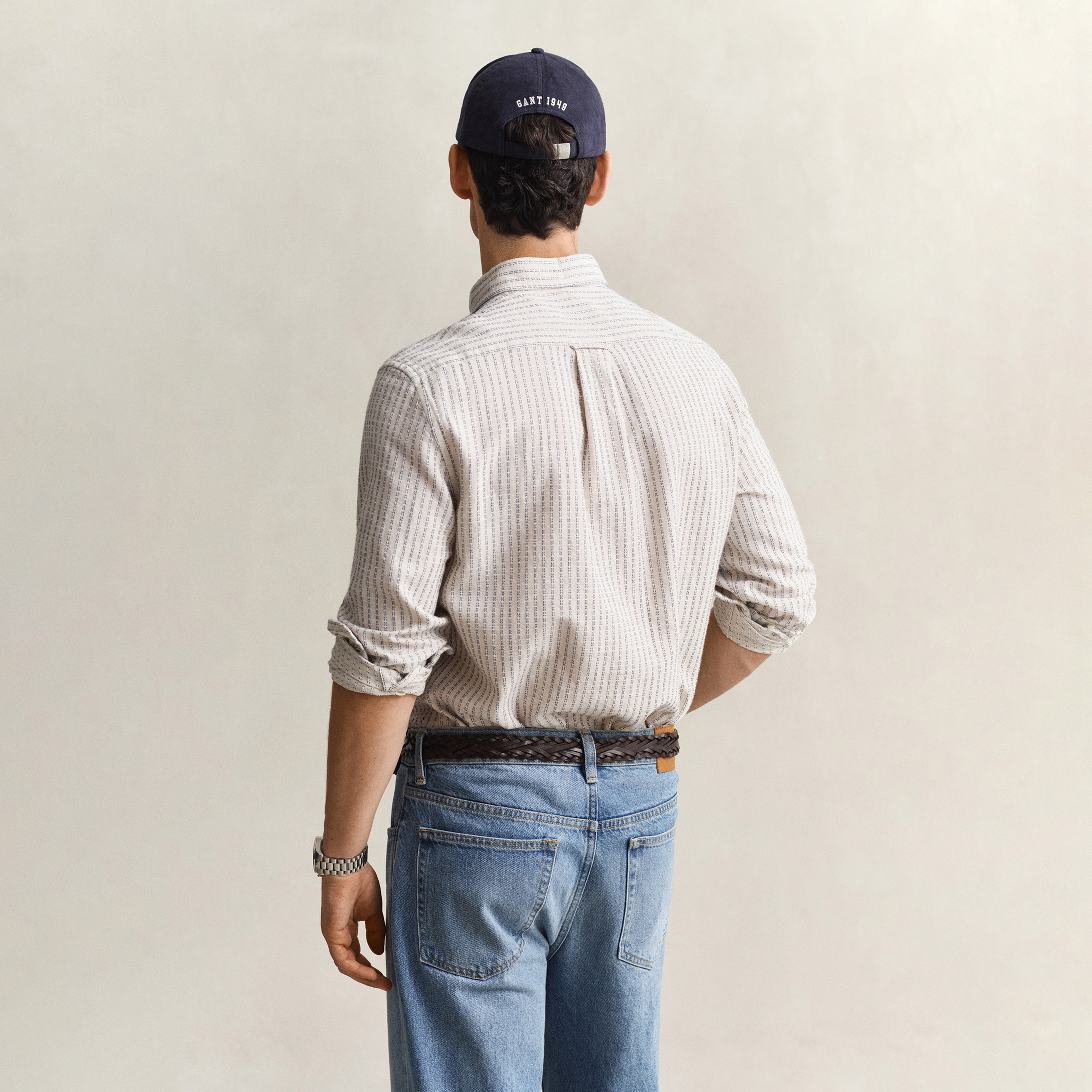 GANT Erkek Krem Regular Fit Çizgili Gömlek