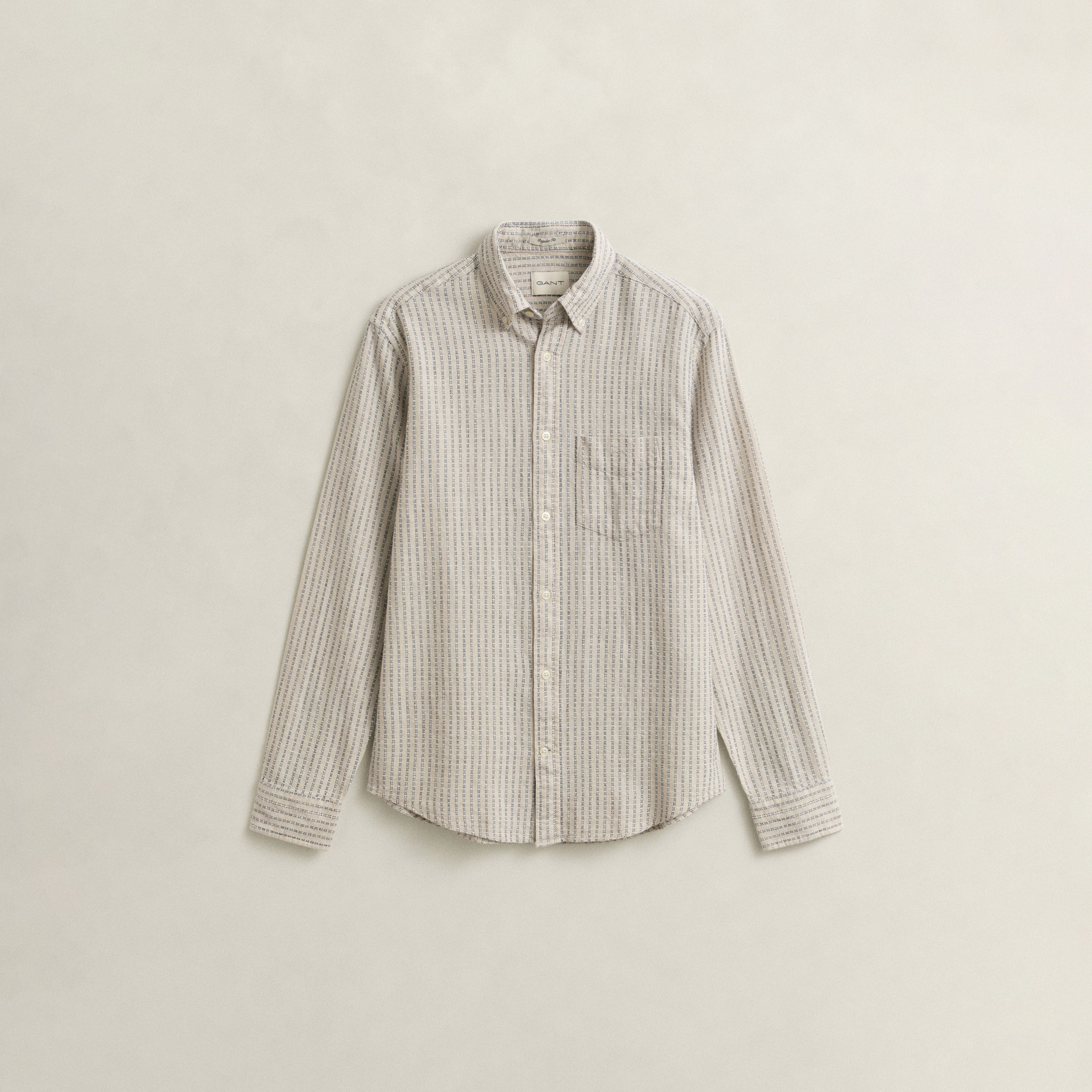 GANT Erkek Krem Regular Fit Çizgili Gömlek