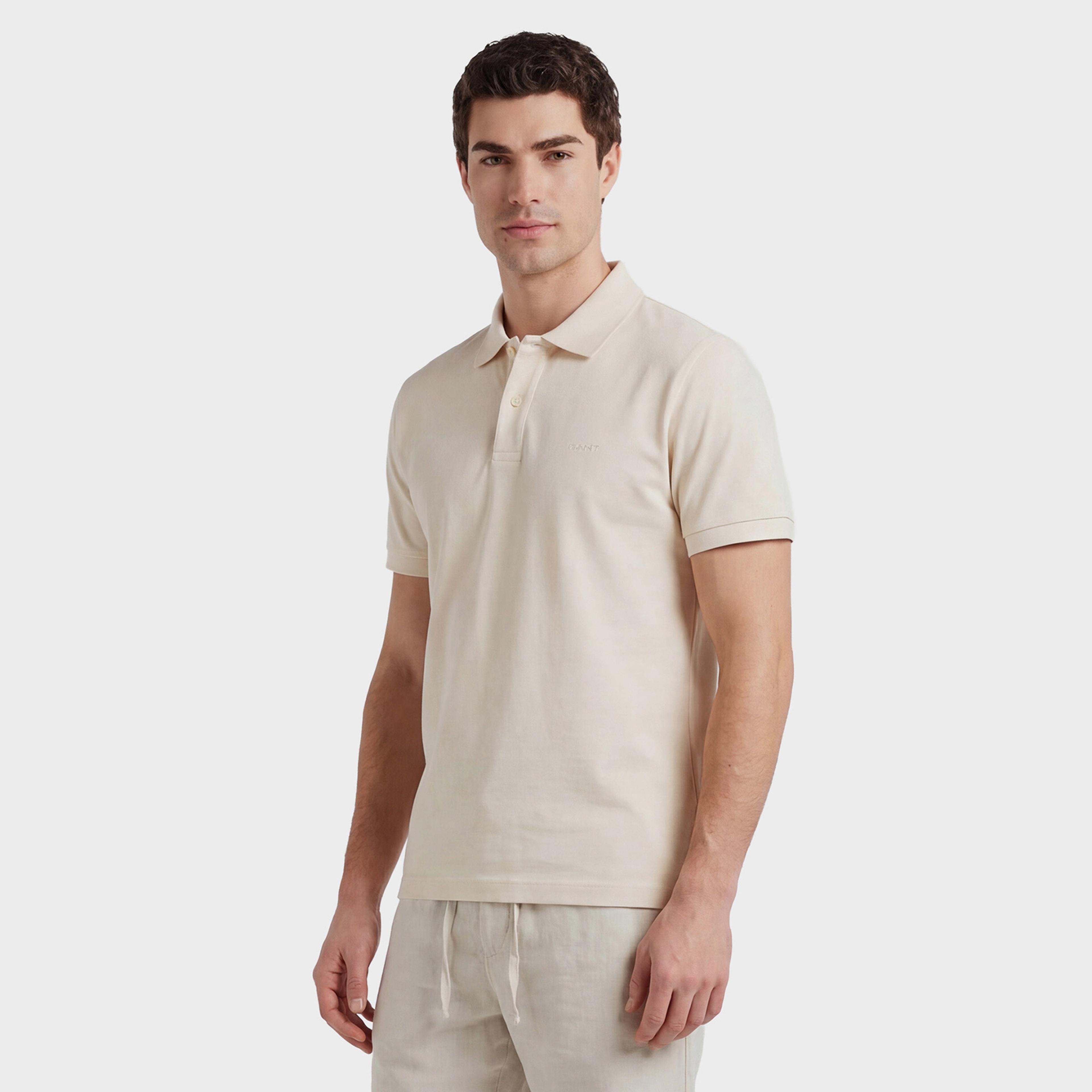 GANT Erkek Krem Regular Fit Polo Yaka T-Shirt