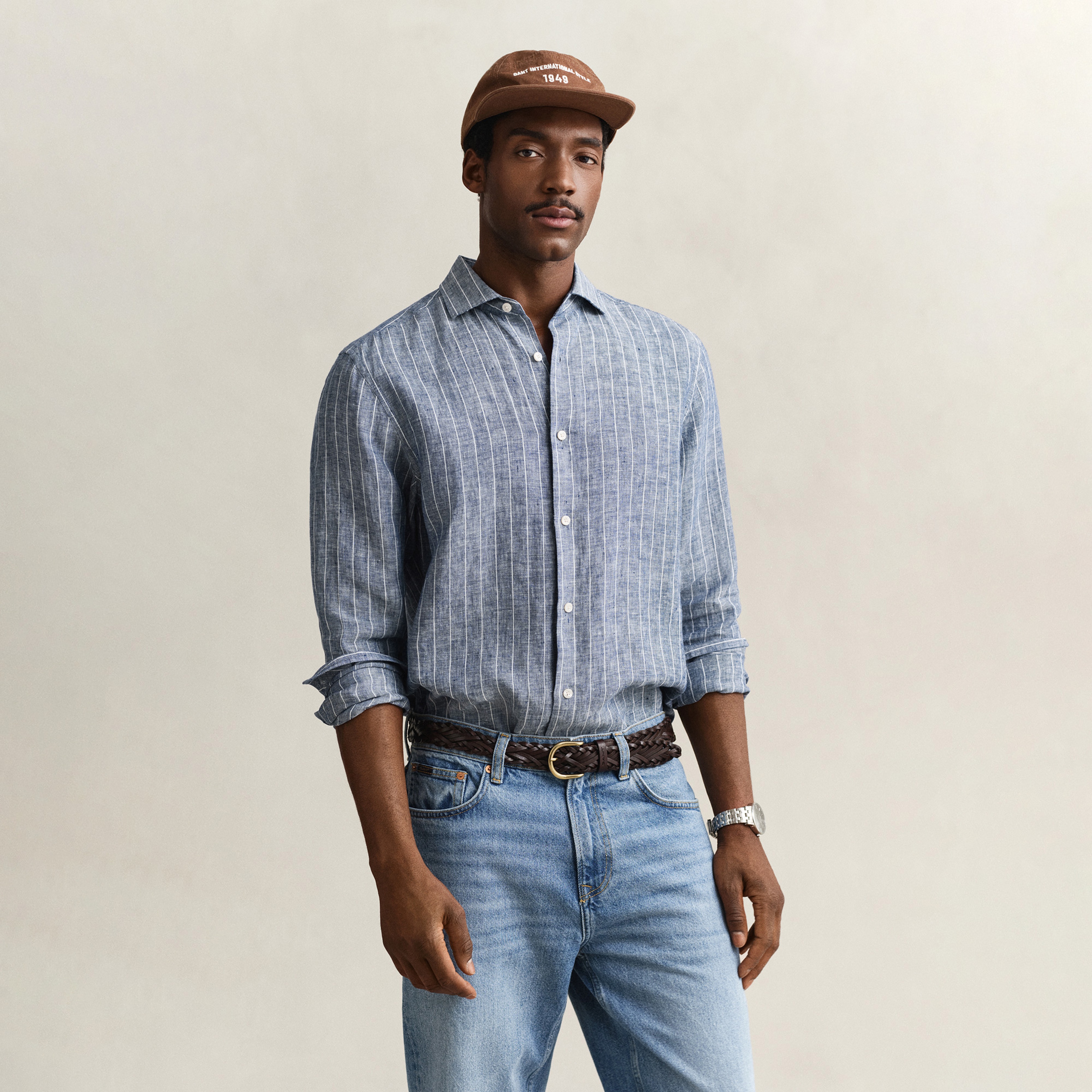 GANT Erkek Mavi Regular Fit Çizgili Gömlek