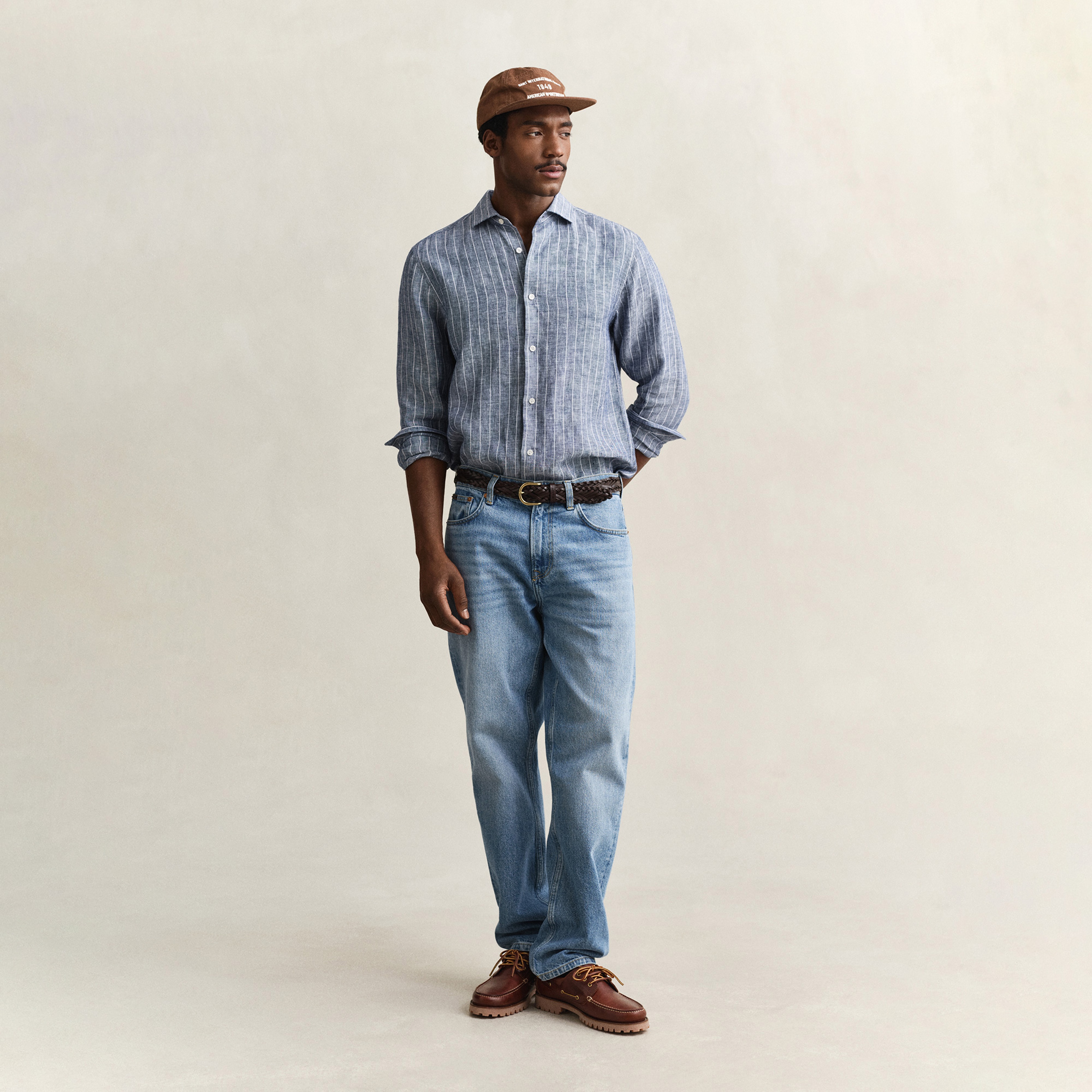 GANT Erkek Mavi Regular Fit Çizgili Gömlek