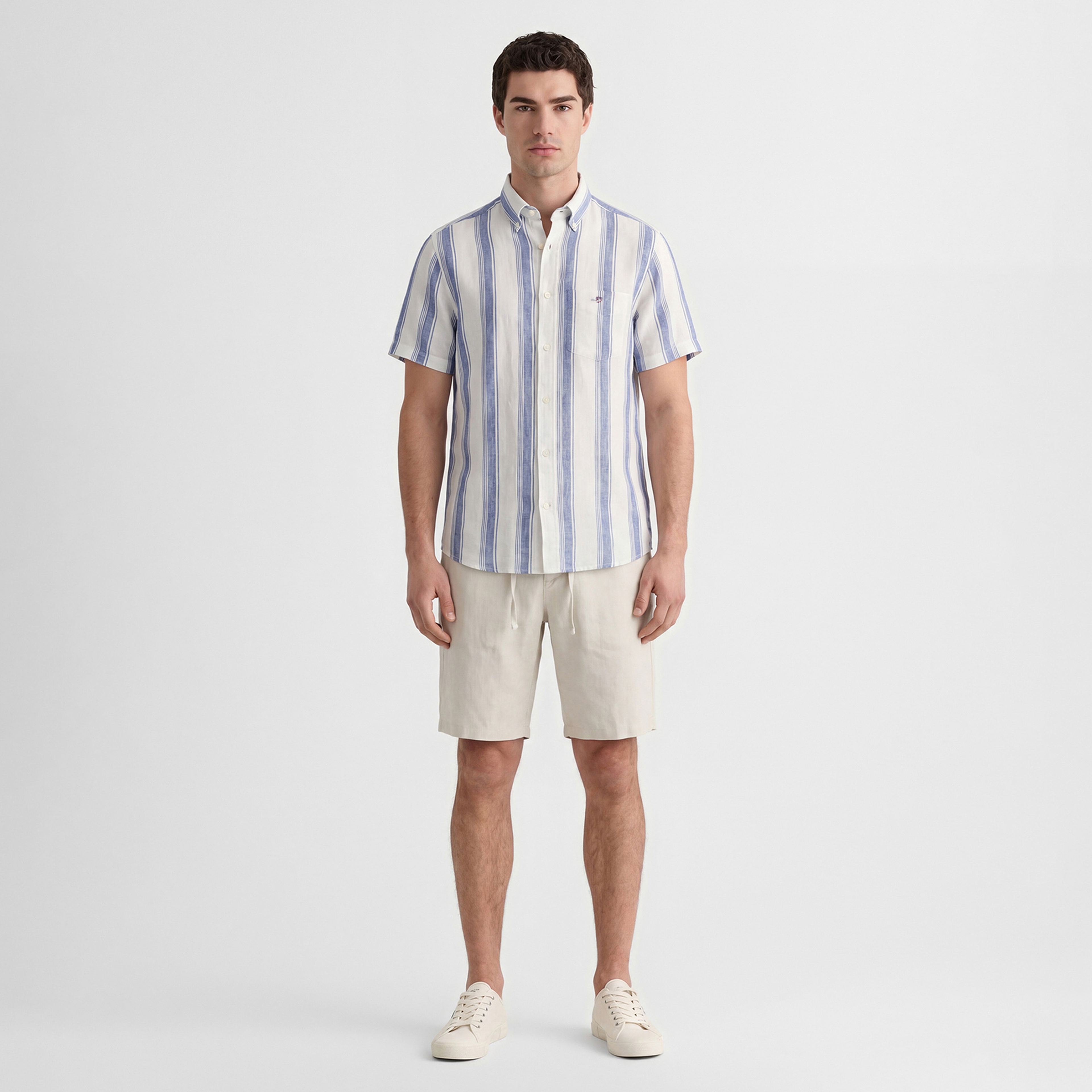 GANT Erkek Mavi Regular Fit Çizgili Logolu Gömlek