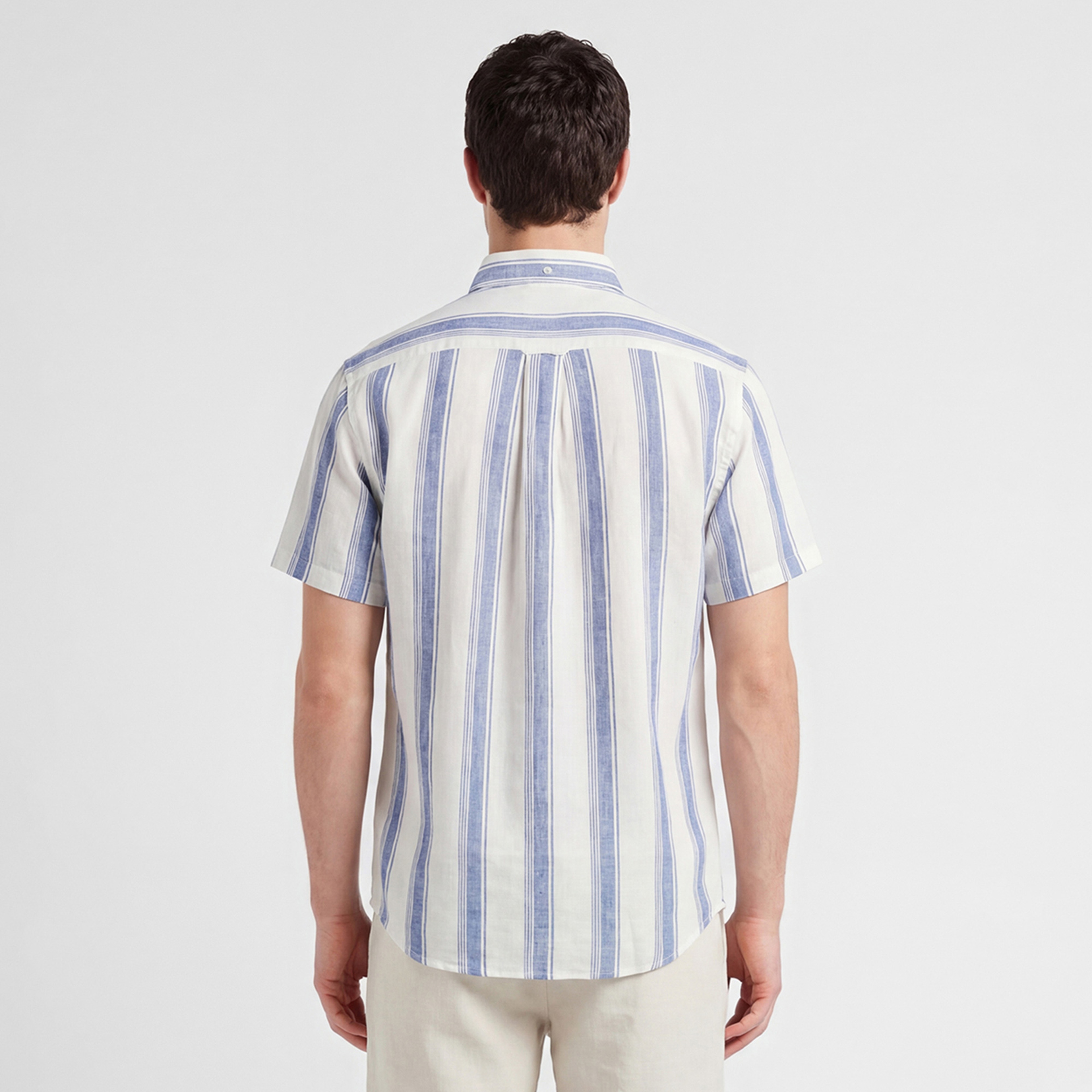 GANT Erkek Mavi Regular Fit Çizgili Logolu Gömlek