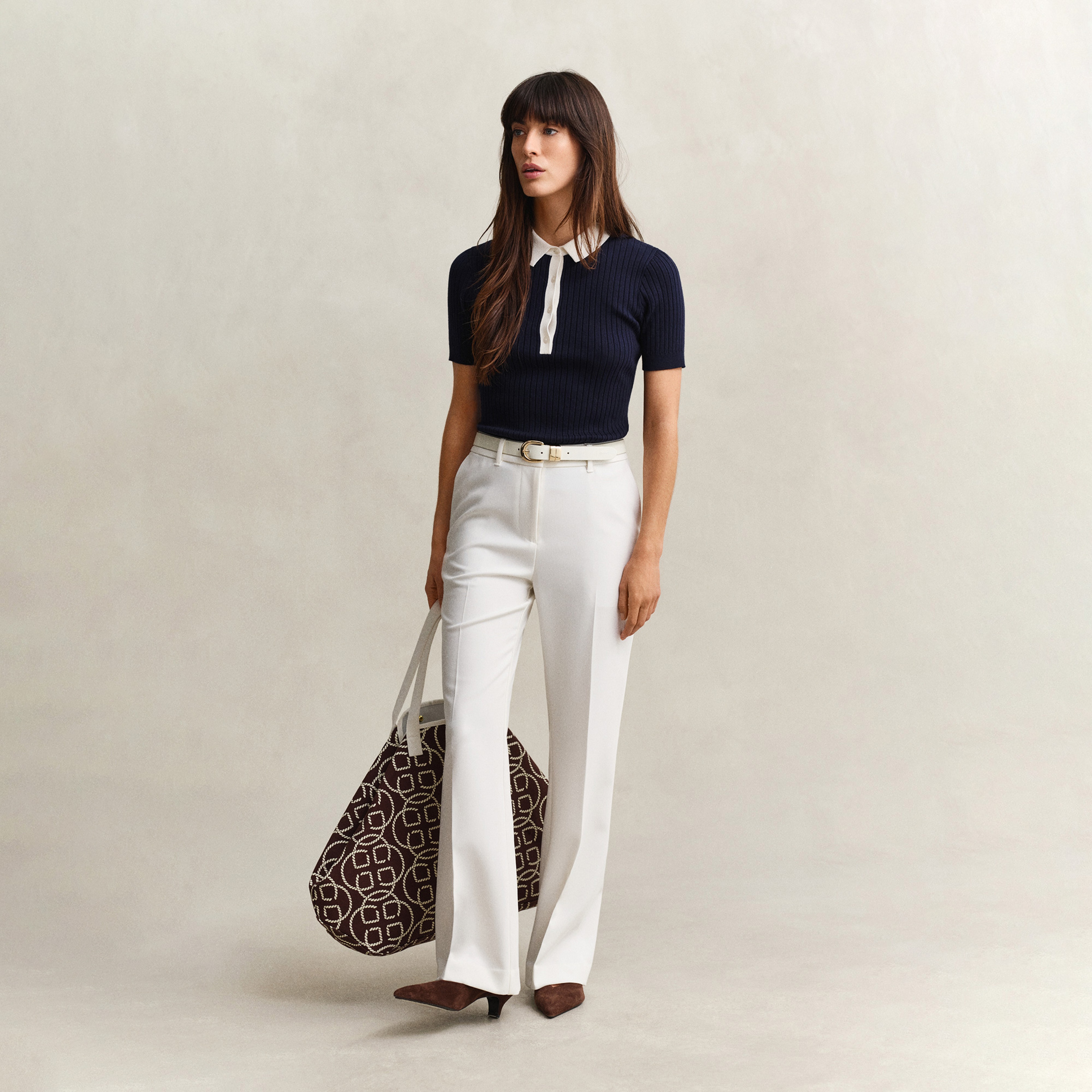 GANT Kadın Beyaz Slim Fit Pantolon