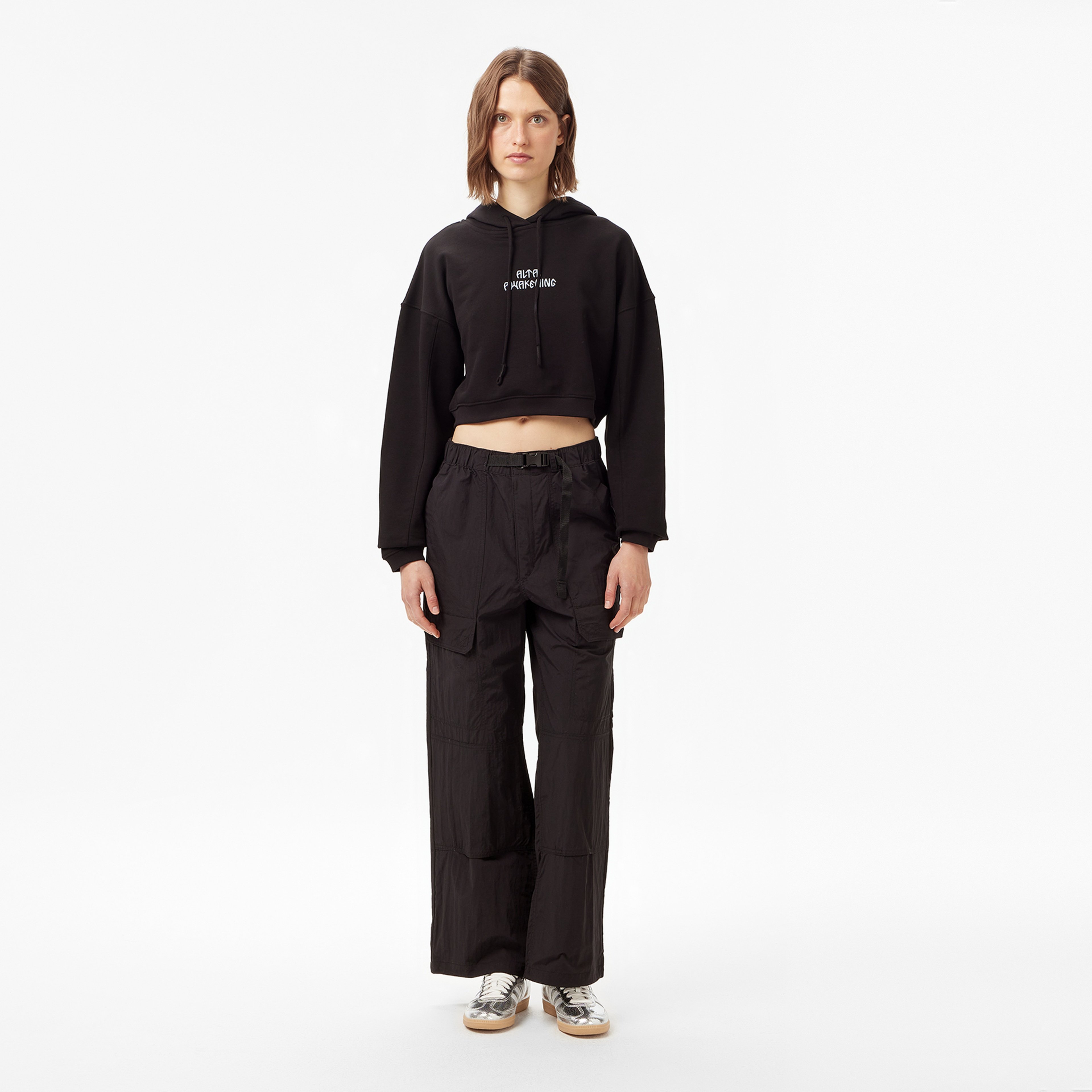 Les Benjamins Crop 007 Kadın Siyah Sweatshirt