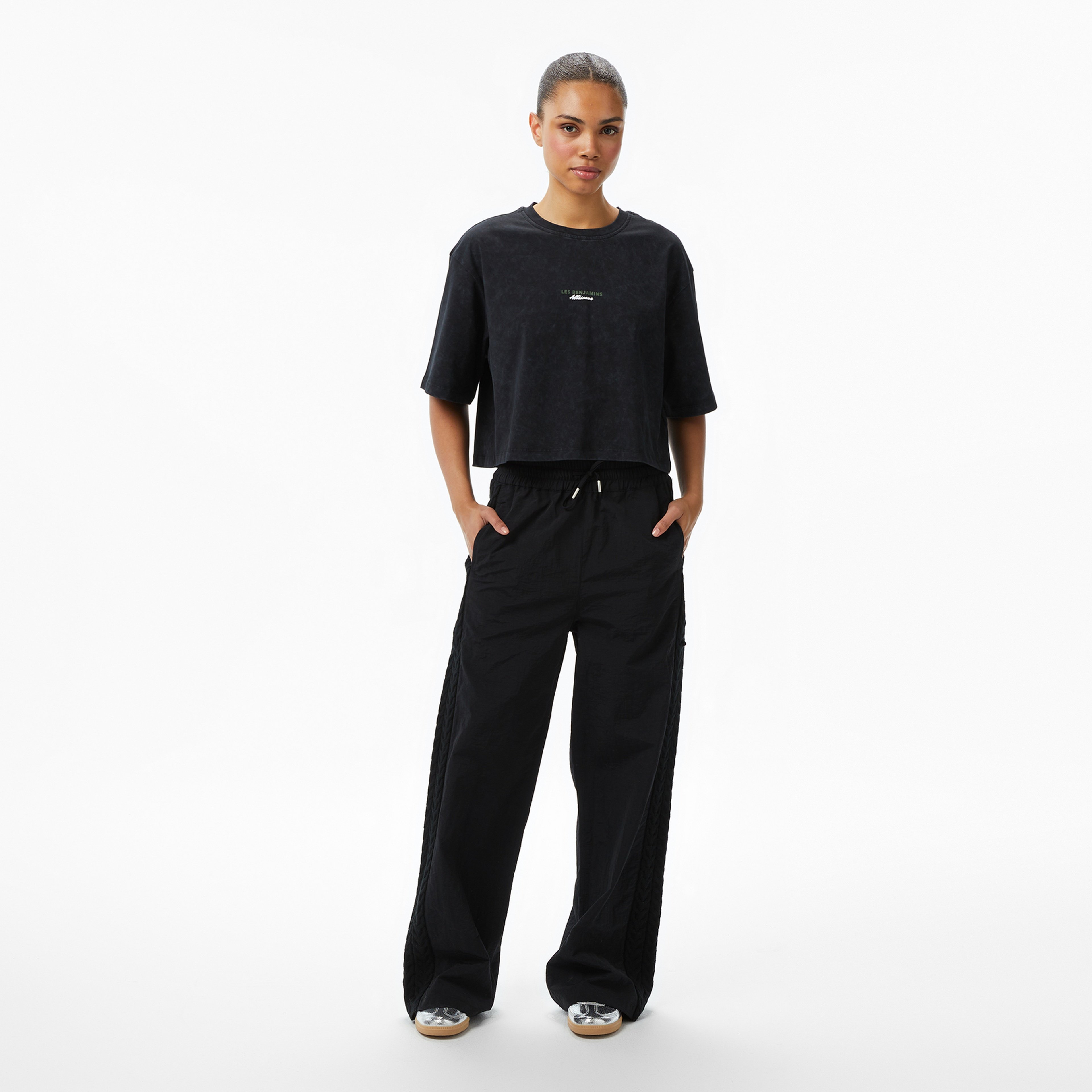 Les Benjamins Crop Oversized 005 Kadın Siyah T-Shirt