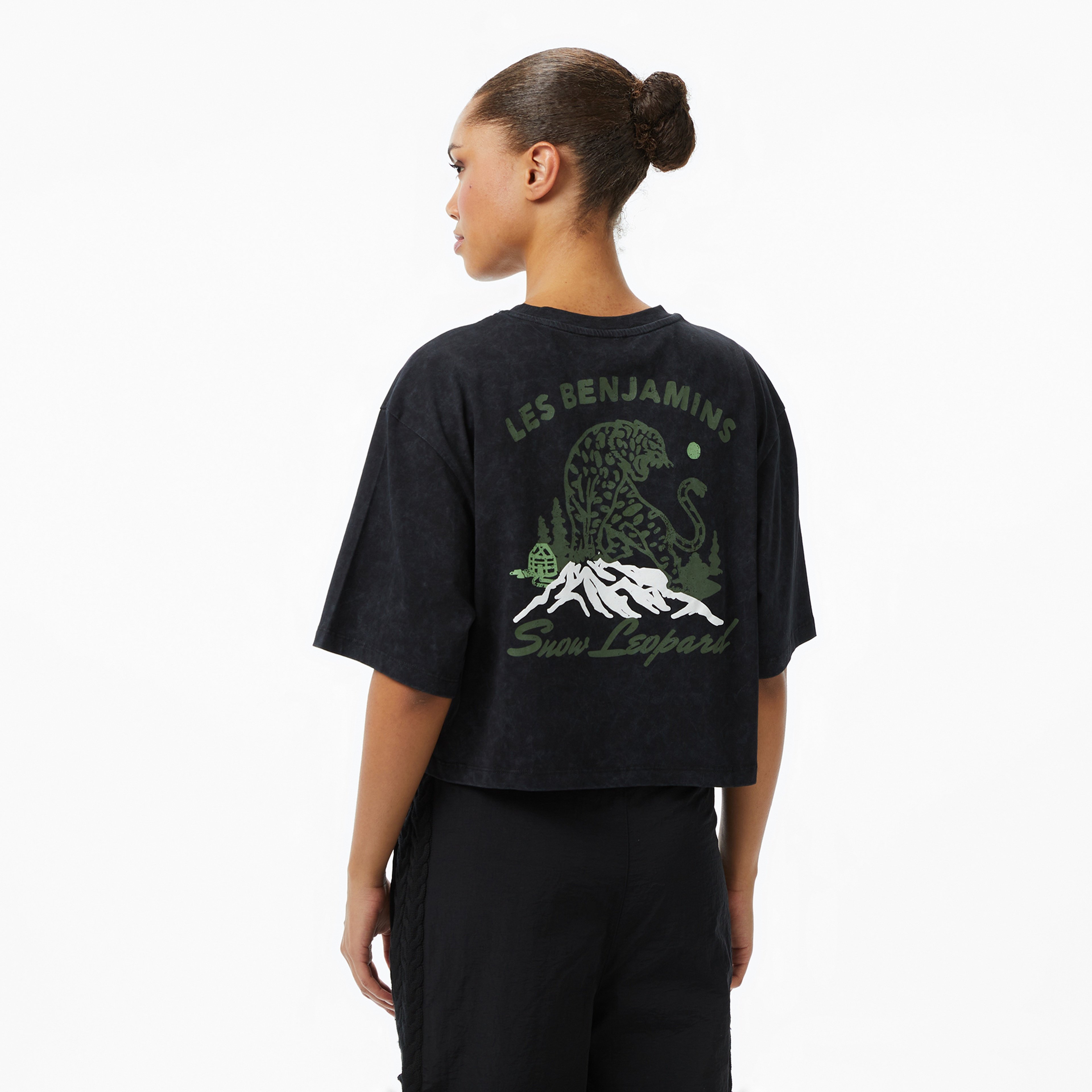 Les Benjamins Crop Oversized 005 Kadın Siyah T-Shirt