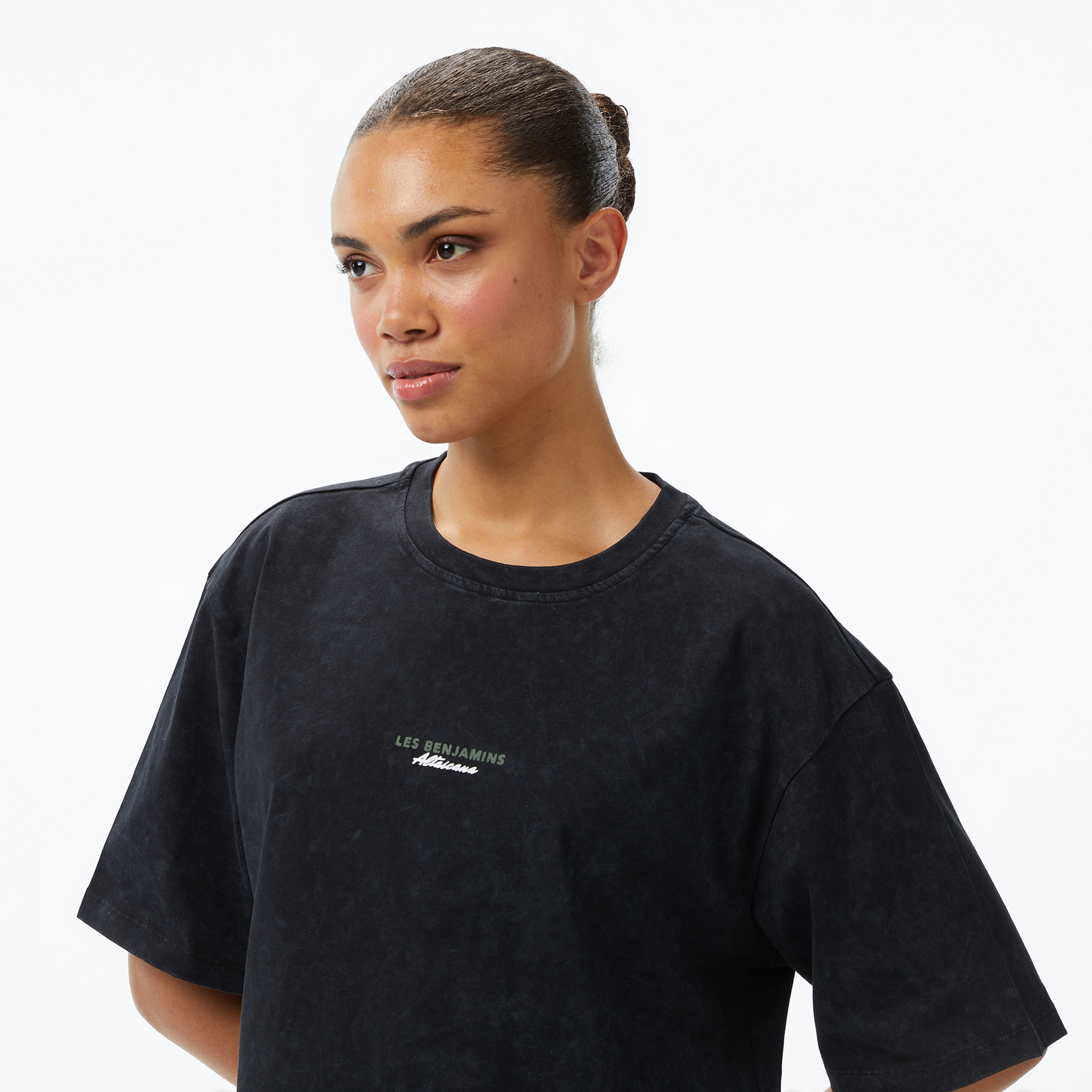 Les Benjamins Crop Oversized 005 Kadın Siyah T-Shirt