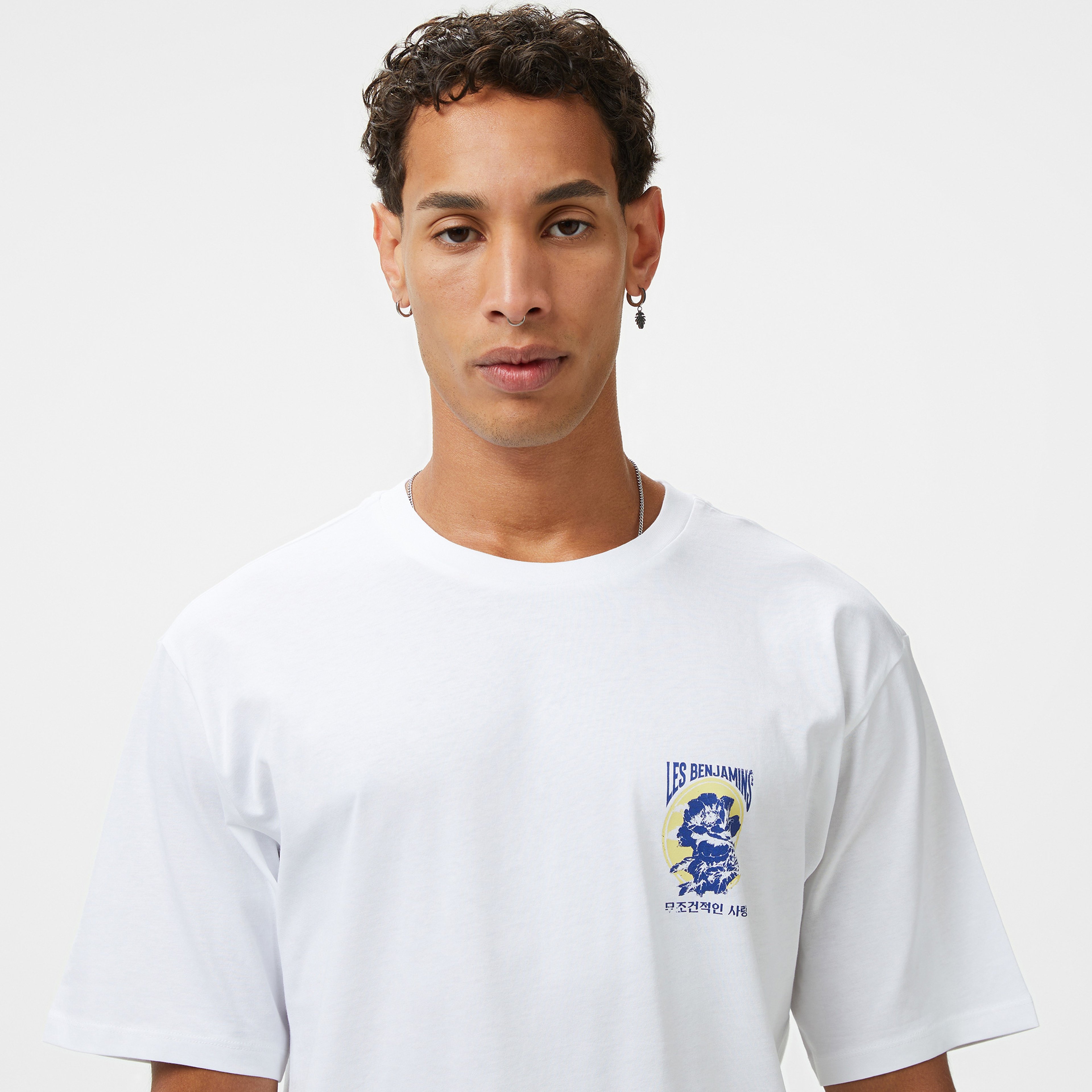 Les Benjamins Relaxed 022 Erkek Beyaz T-Shirt