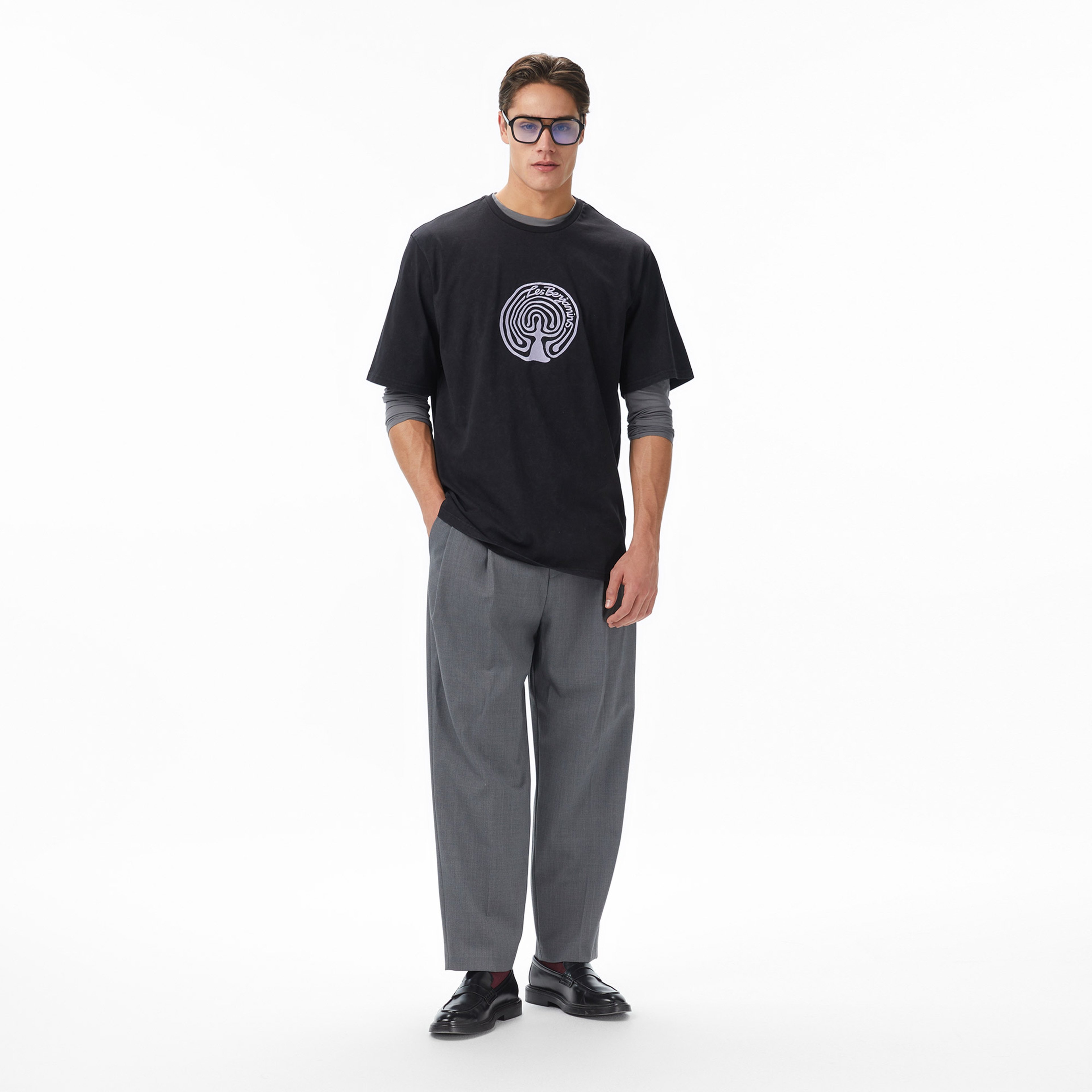 Les Benjamins Oversized 011 Erkek Siyah T-Shirt