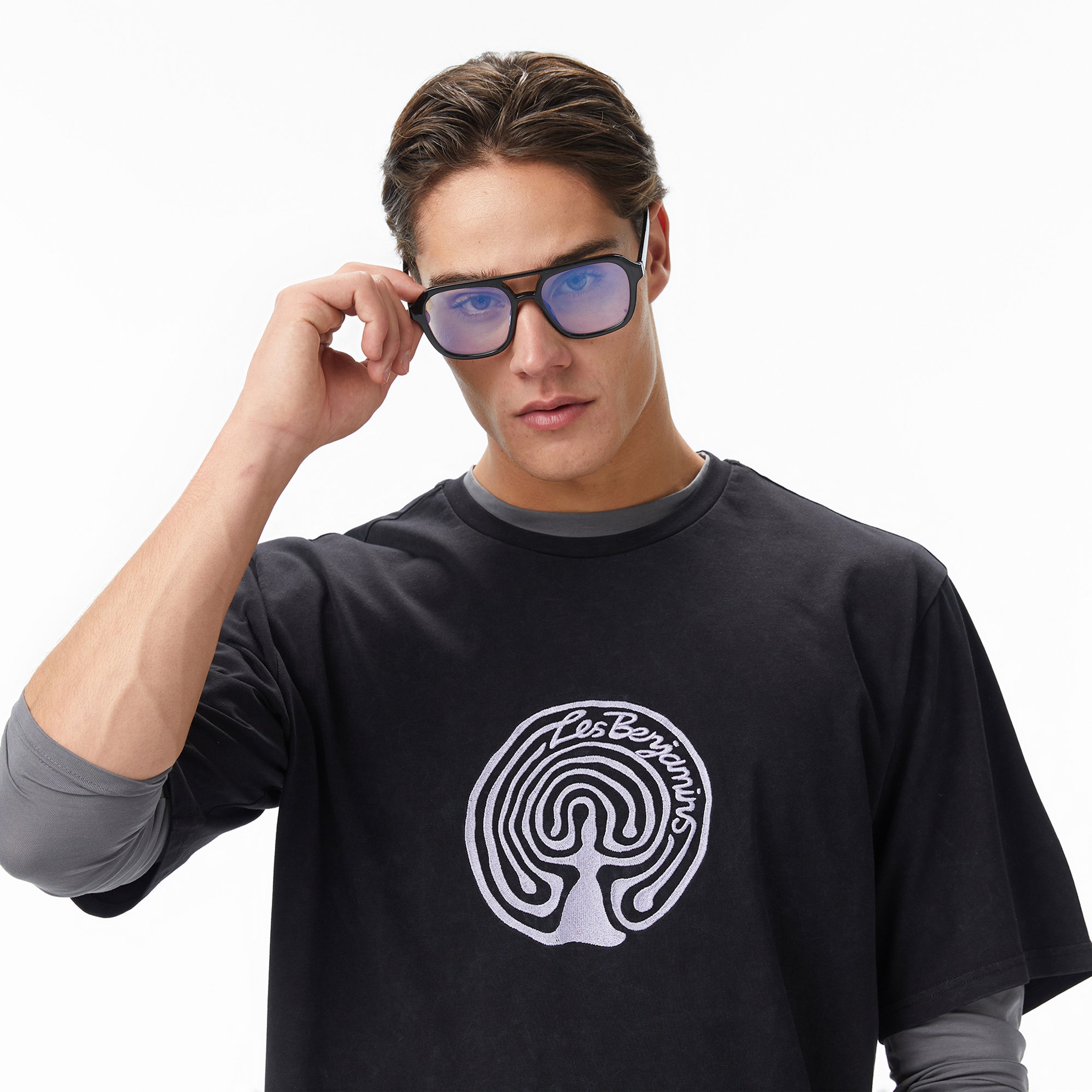 Les Benjamins Oversized 011 Erkek Siyah T-Shirt