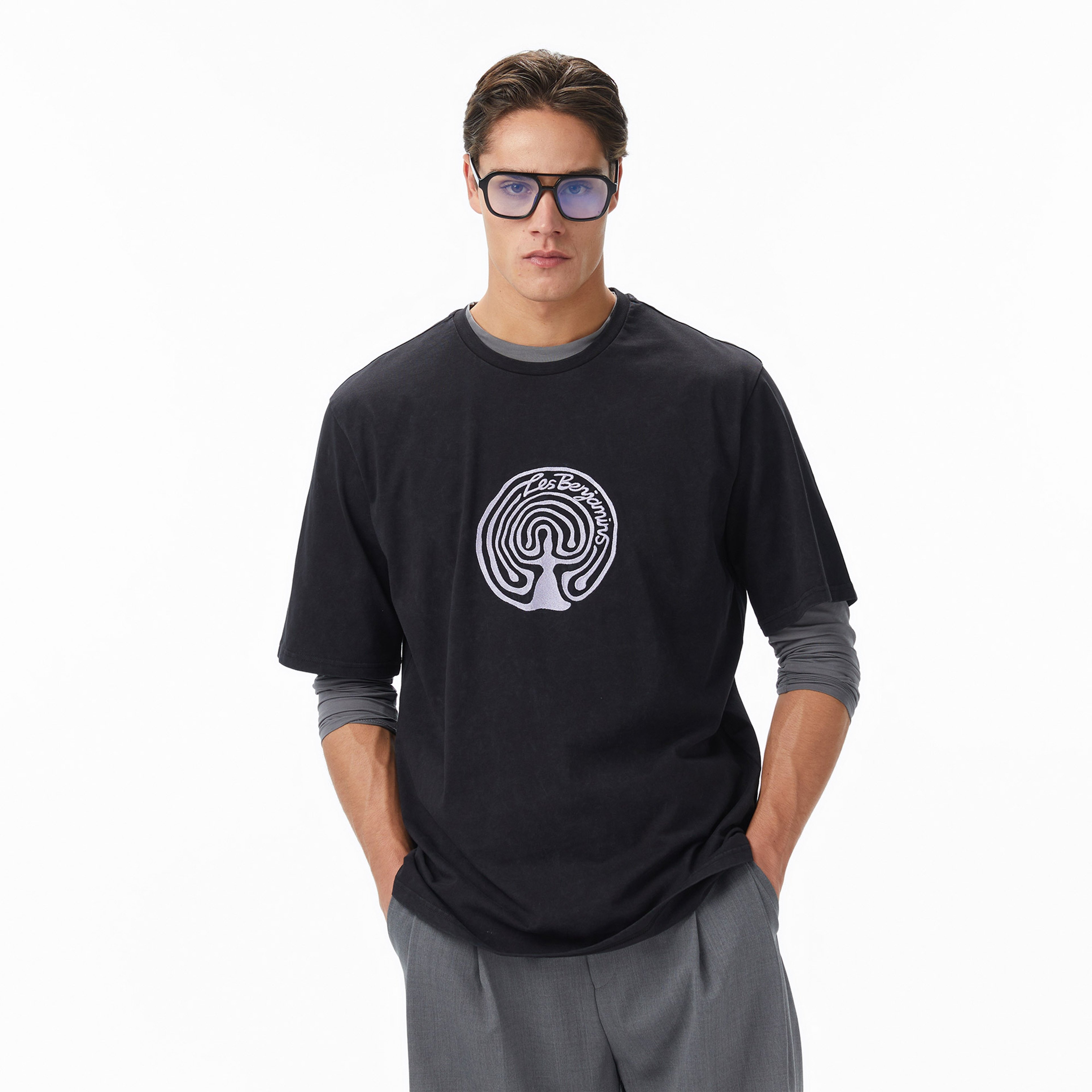 Les Benjamins Oversized 011 Erkek Siyah T-Shirt