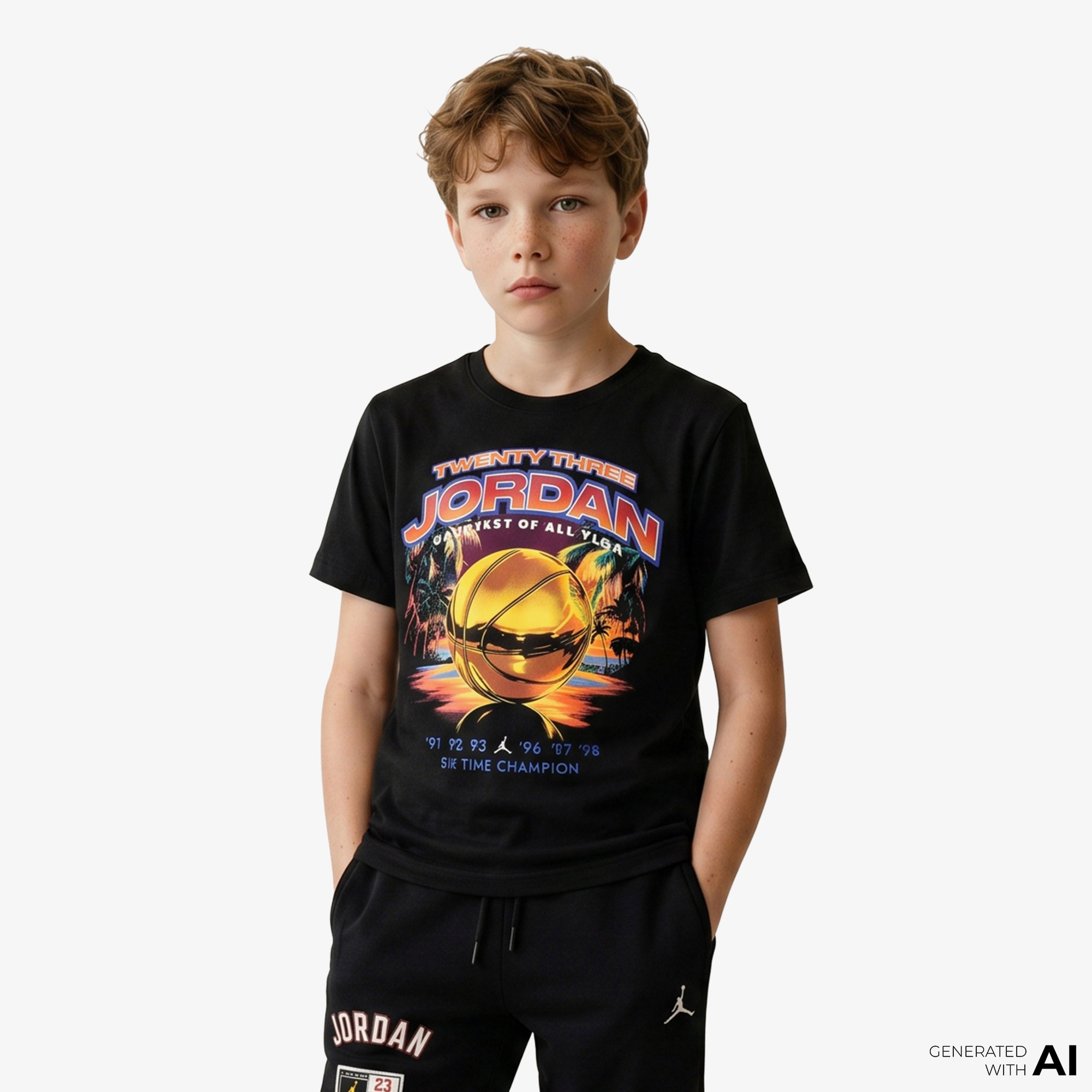 Jordan Venice Beach Hoops Erkek Çocuk Siyah T-Shirt