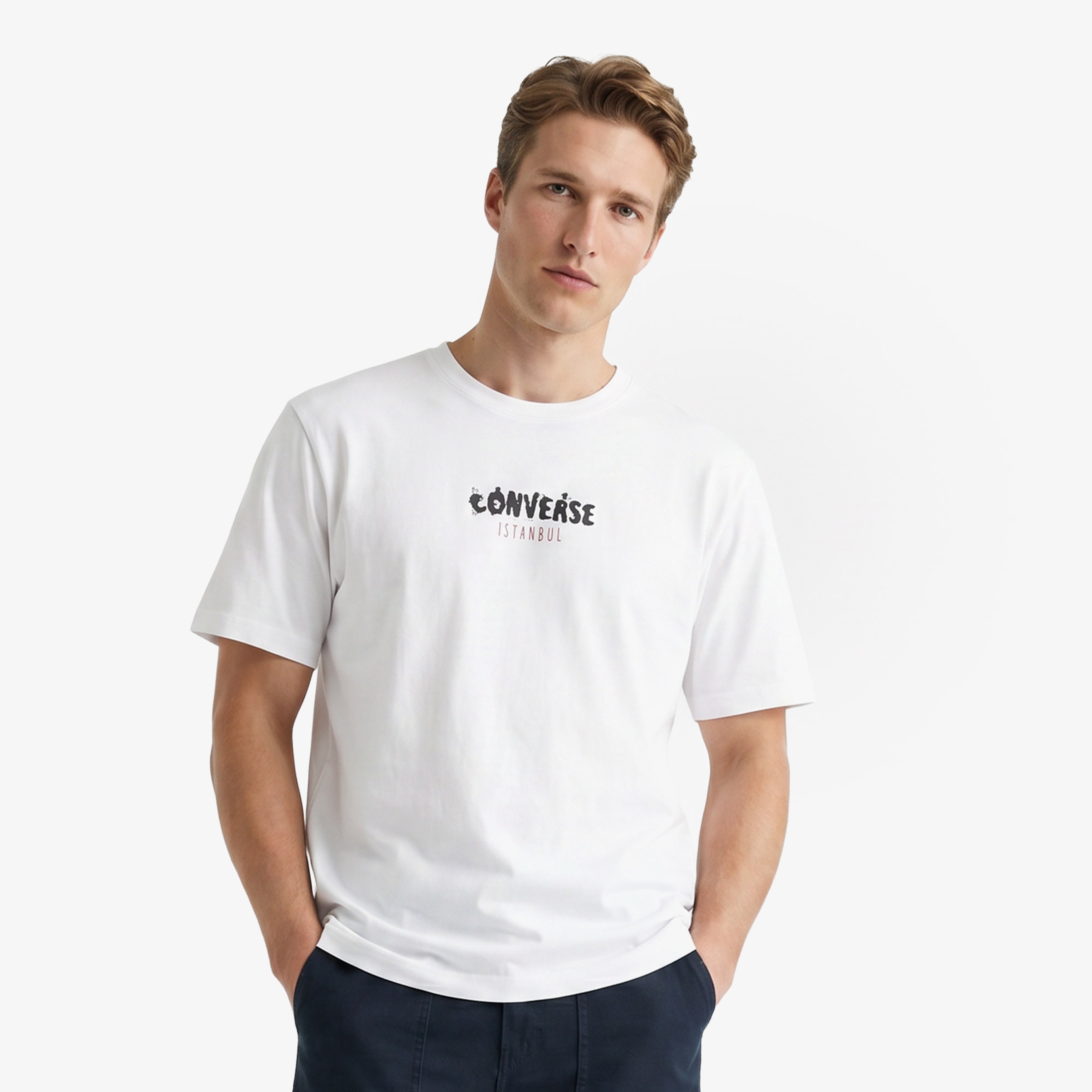 Converse Erkek Beyaz Grafik Baskılı T-Shirt