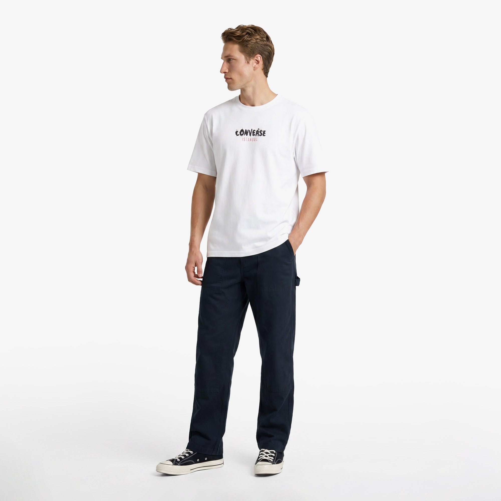 Converse Erkek Beyaz Grafik Baskılı T-Shirt